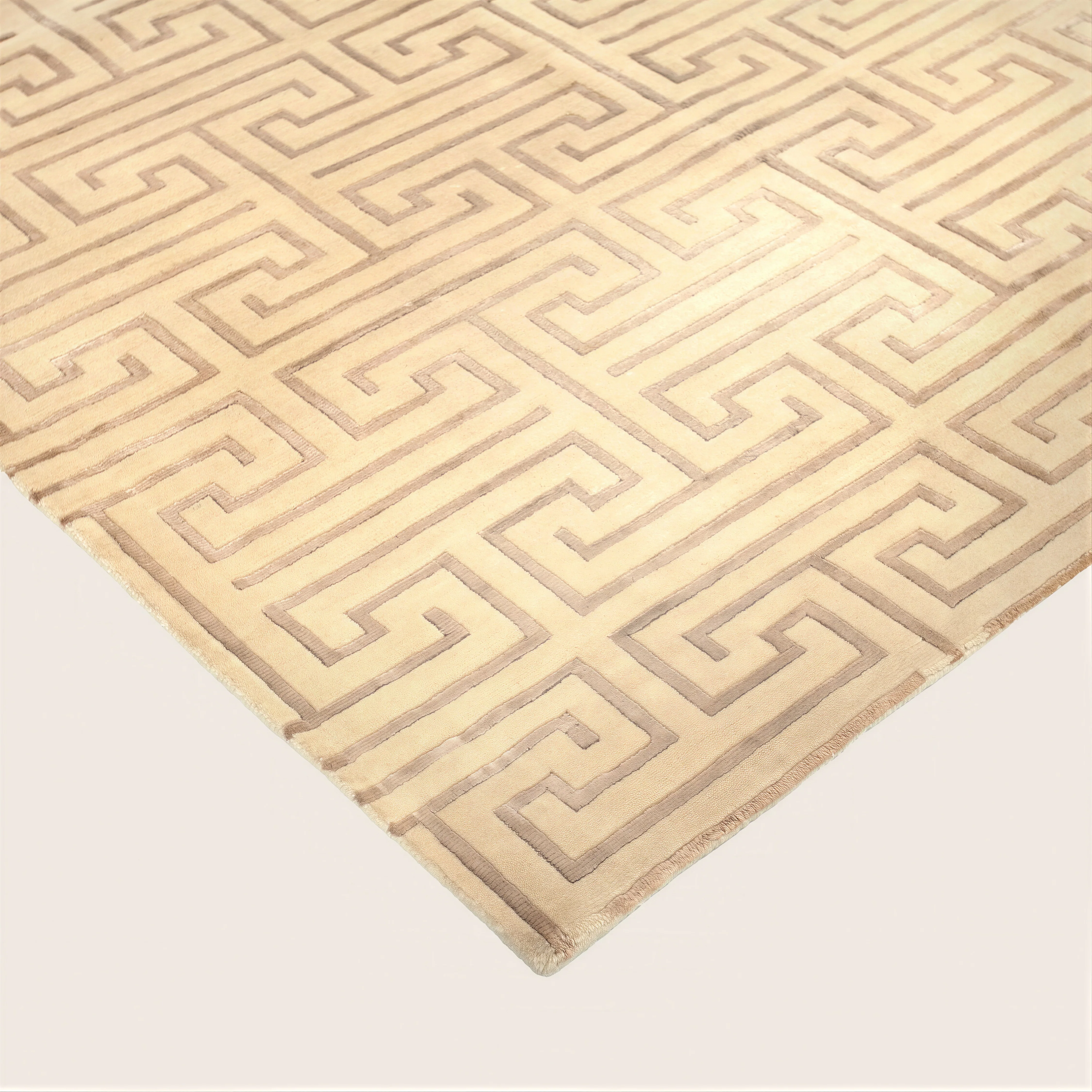 Natural Transitional Wool Art Silk Blend Rug - 5'1" x 8'2" - Image 2