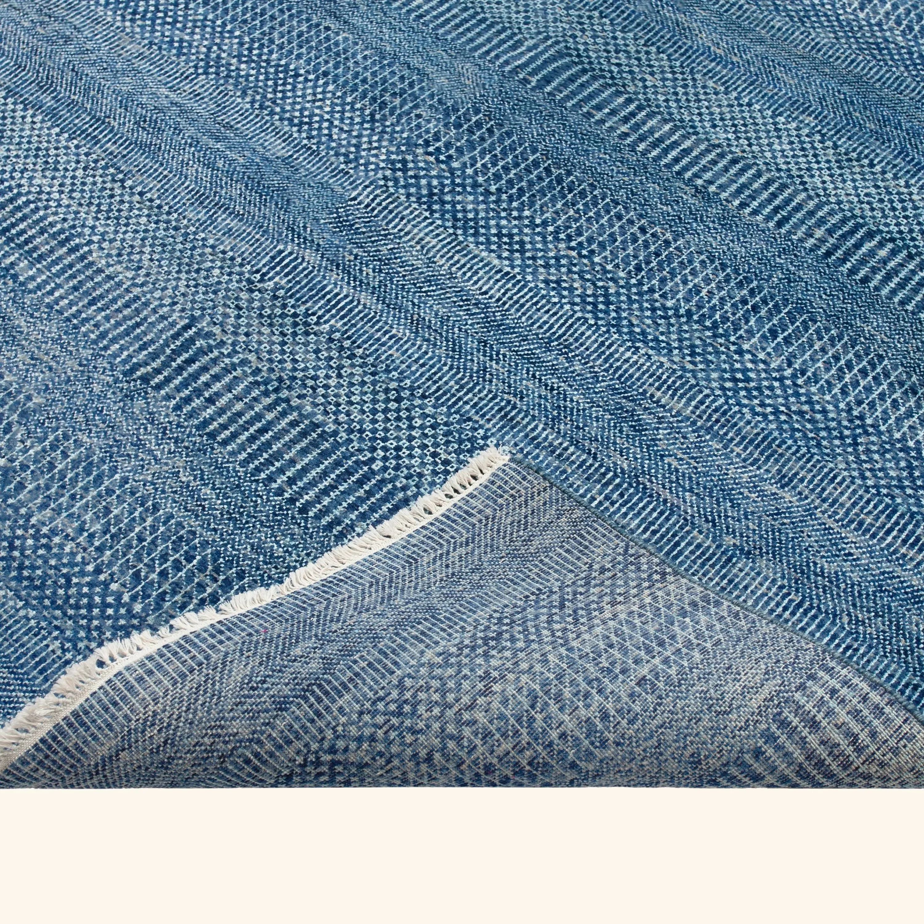 Blue Transitional Wool Art Silk Blend Rug - 6'1" x 9'2" - Image 4