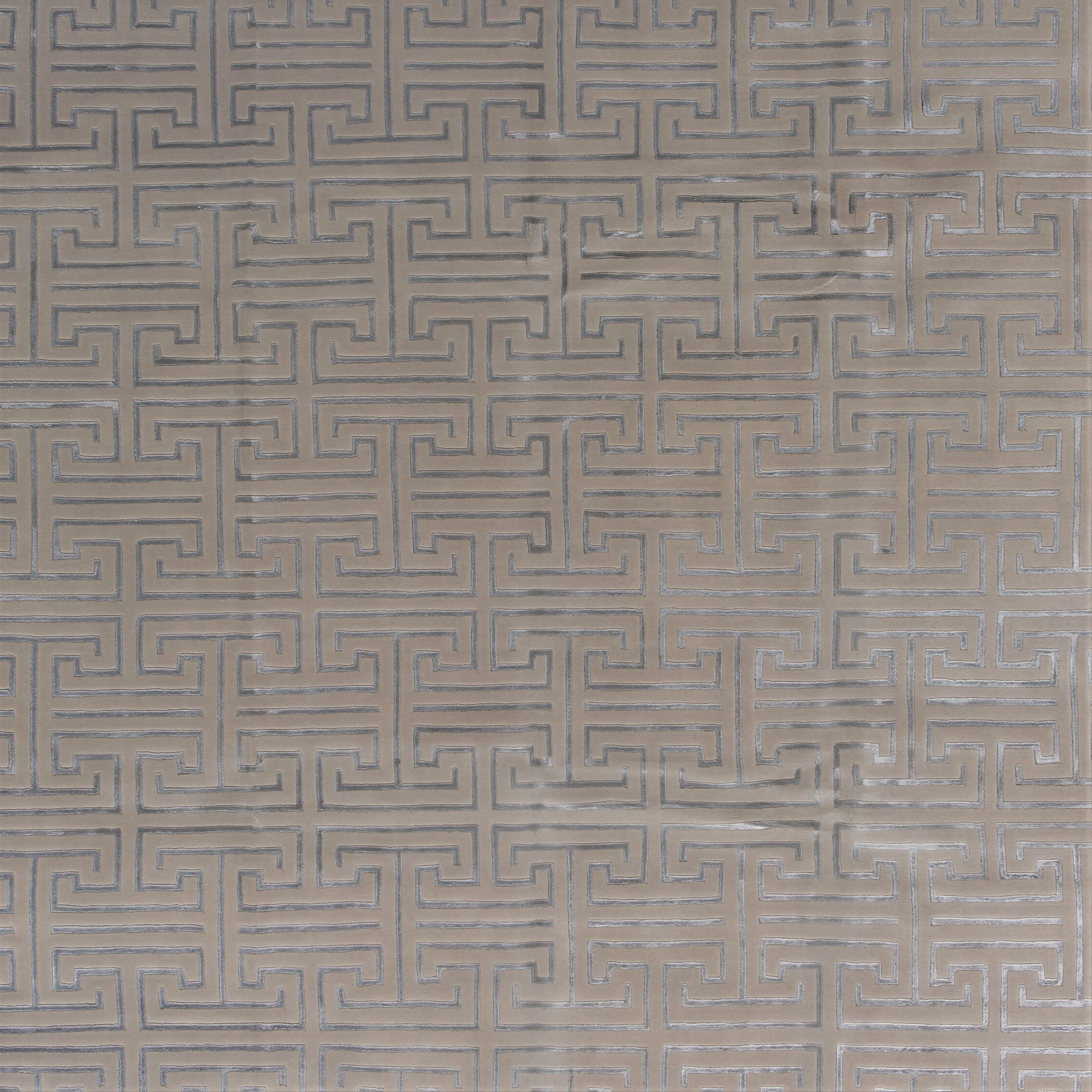 Grey Transitional Wool Art Silk Blend Rug - 7'10" x 10'4" - Image 2