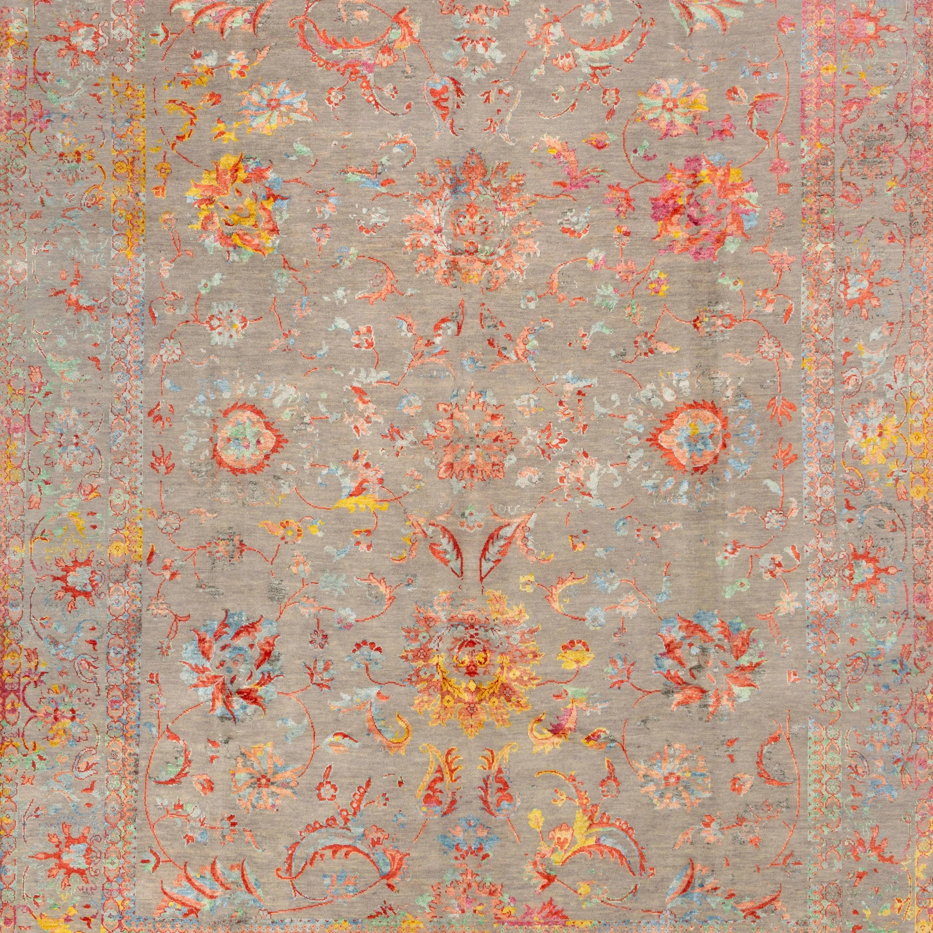 Pink Transitional Wool Art Silk Blend Rug - 8' x 10'2" - Image 2