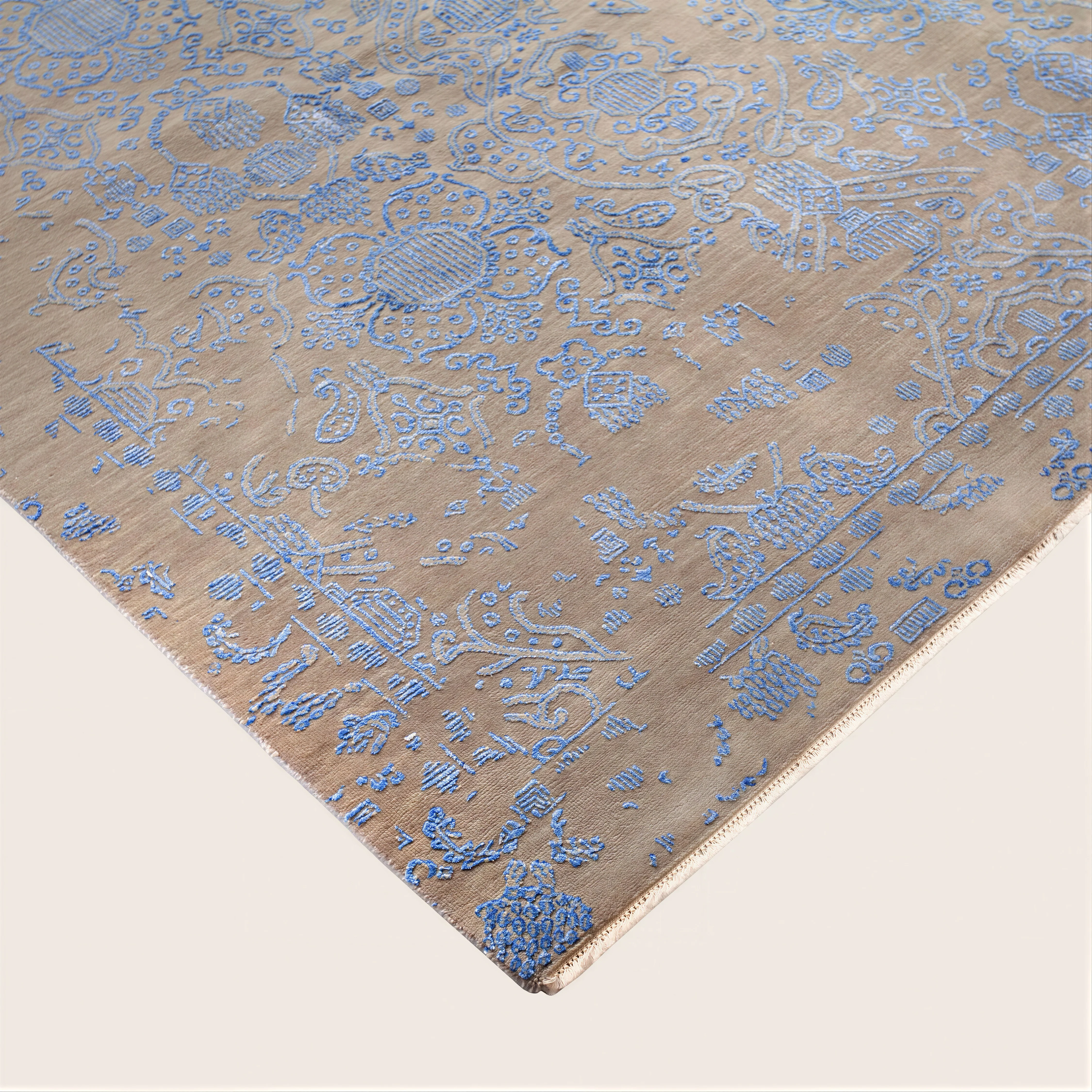 Purple Grey Transitional Wool Art Silk Blend Rug - 8'1" x 10' - Image 3