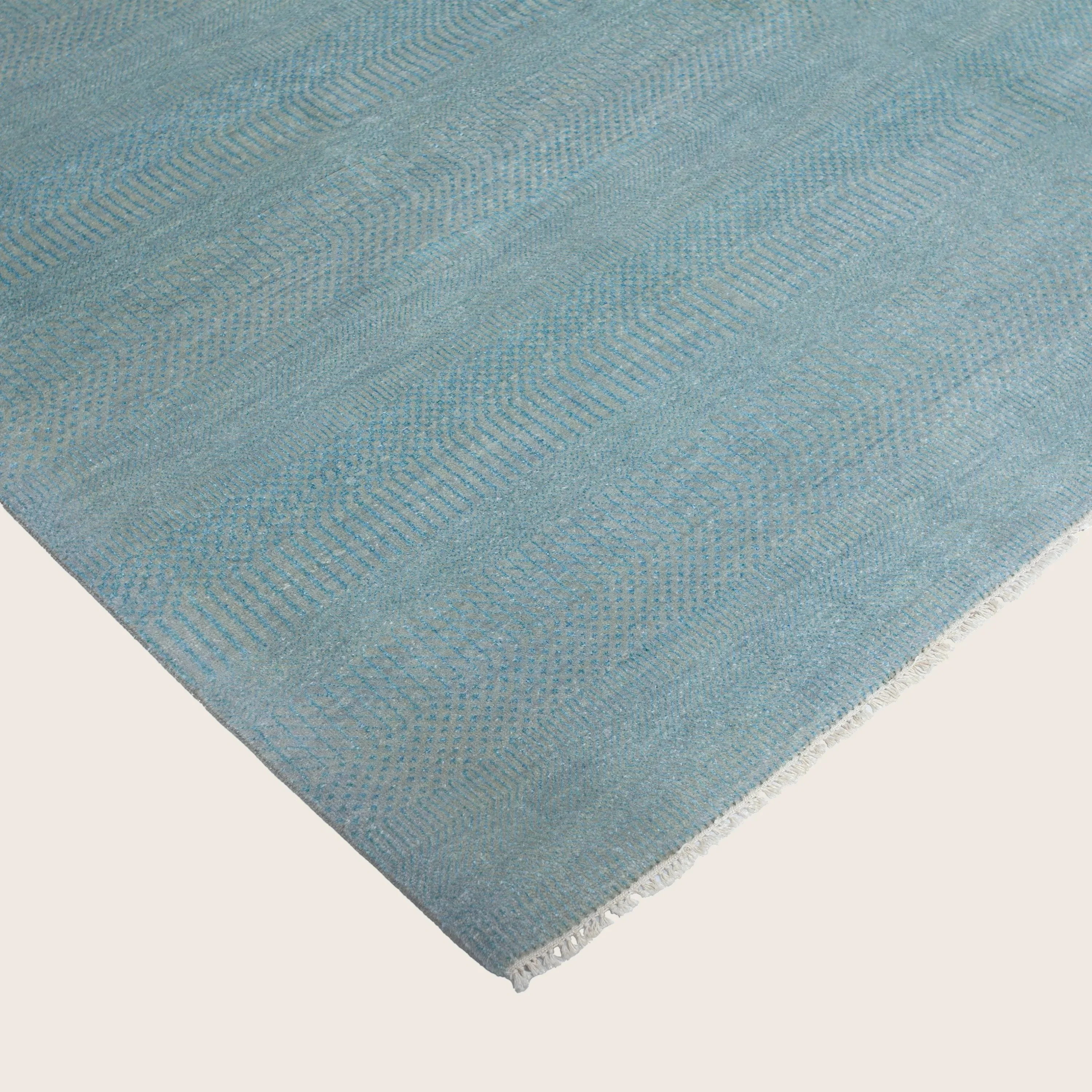 Blue Transitional Wool Art Silk Blend Rug - 8'1" x 10'7" - Image 2