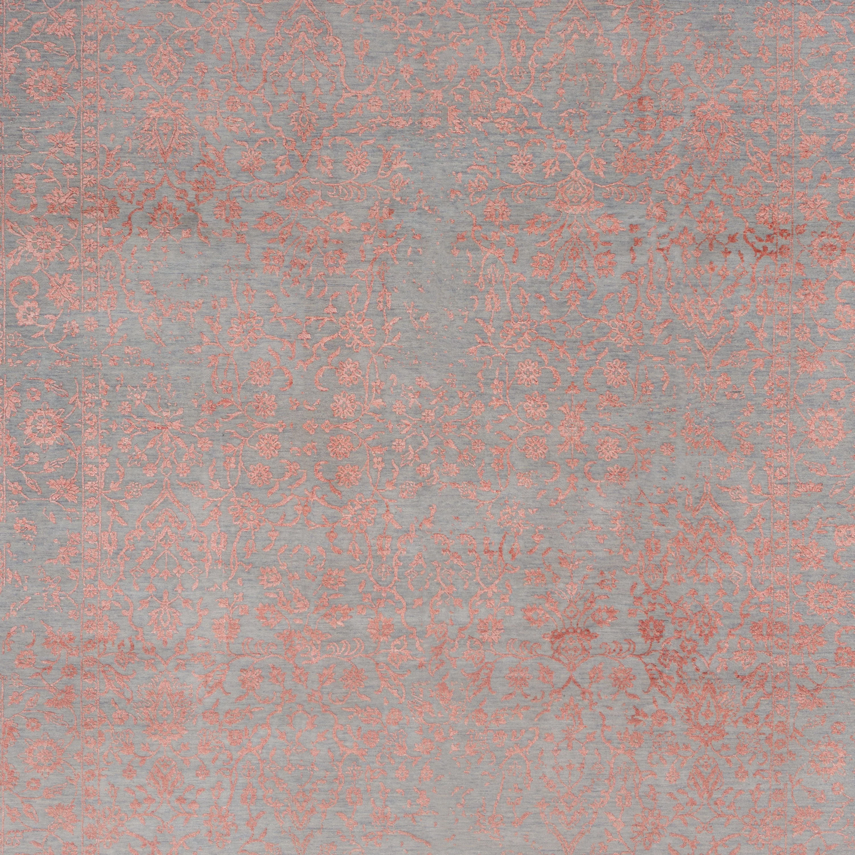 Pink Contemporary Wool Art Silk Blend Rug - 8'10" x 12'2" - Image 2