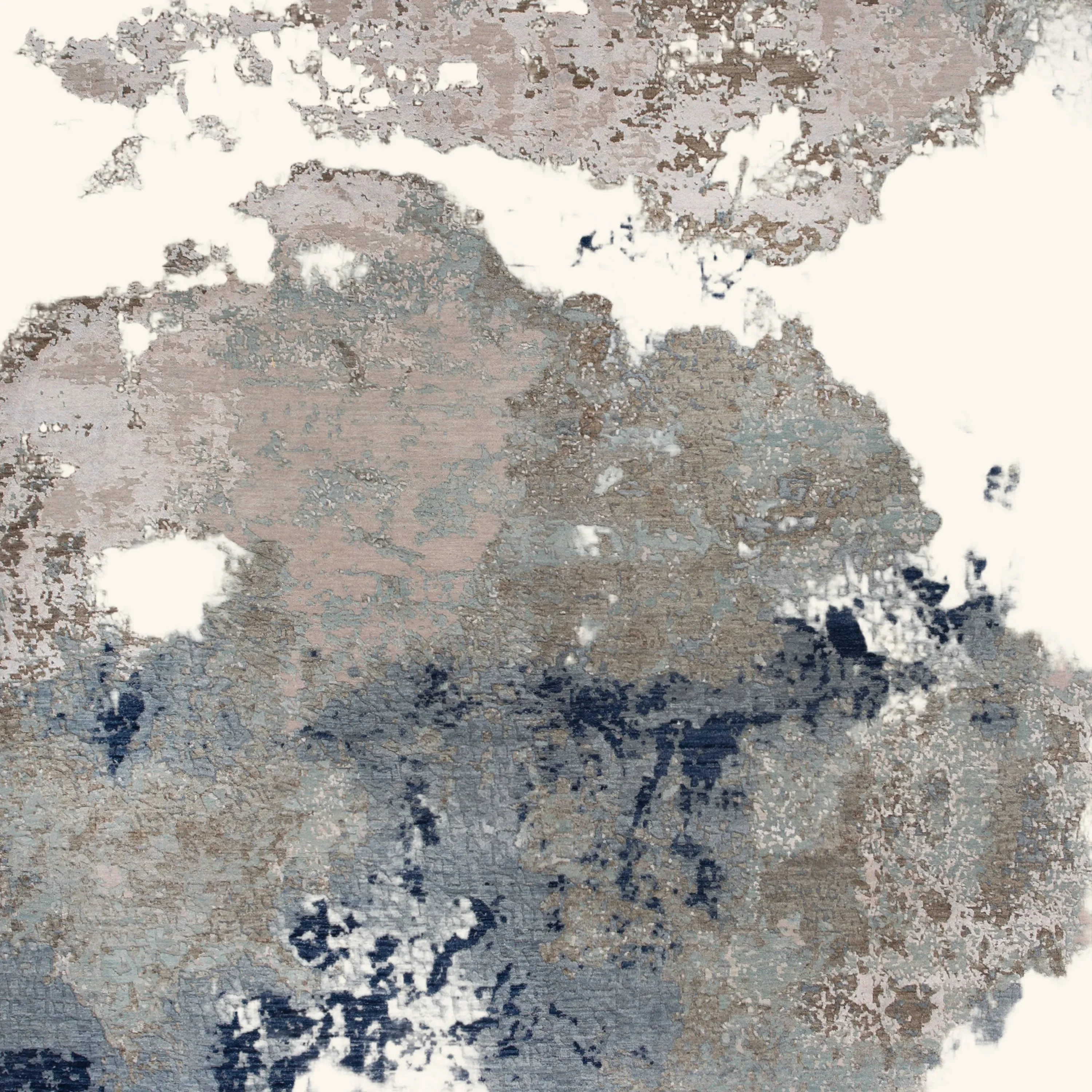 Blue Contemporary Wool Art Silk Blend Rug - 8'10" x 12'2" - Image 2