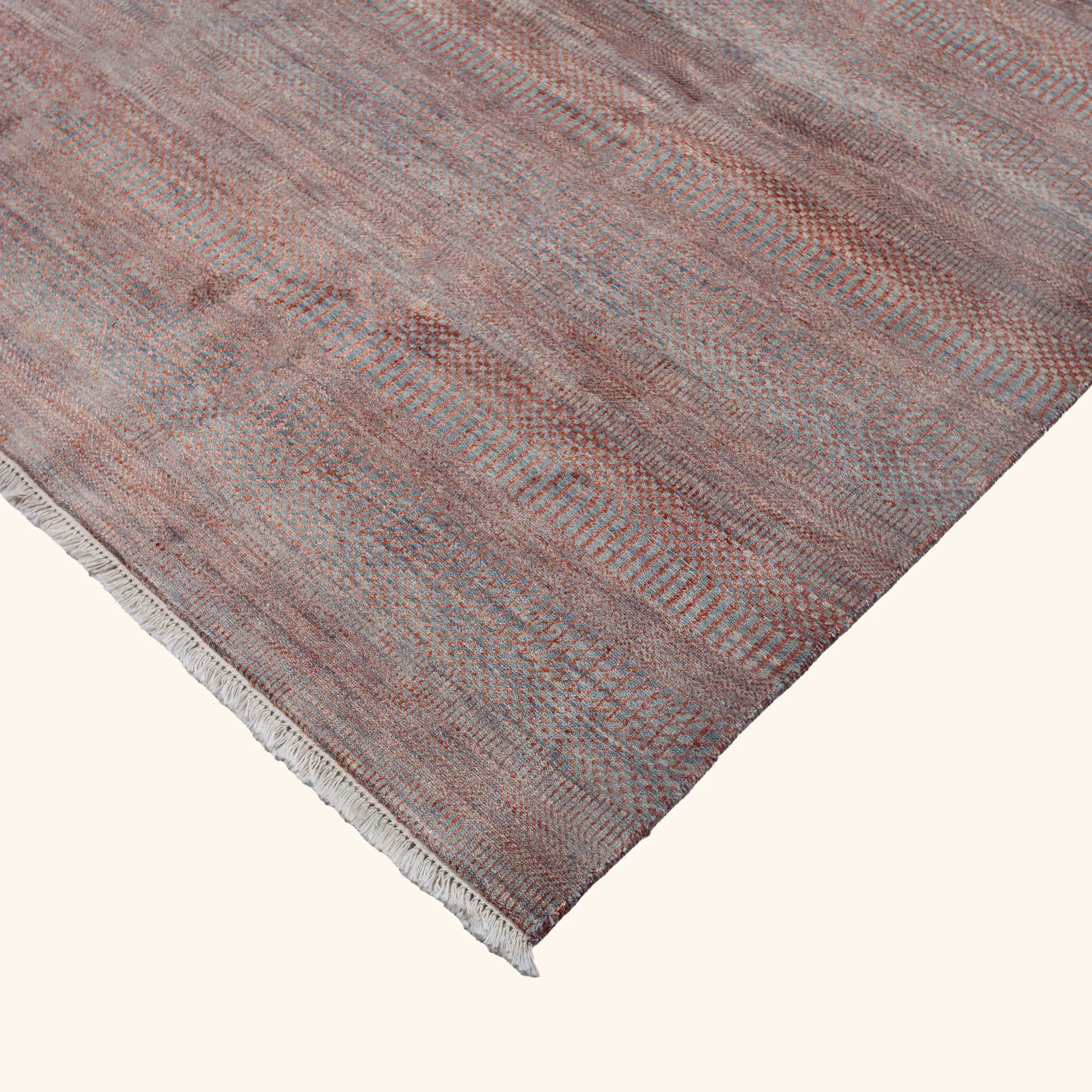 Pink Transitional Wool Art Silk Blend Rug - 8'2" x 10' - Image 3