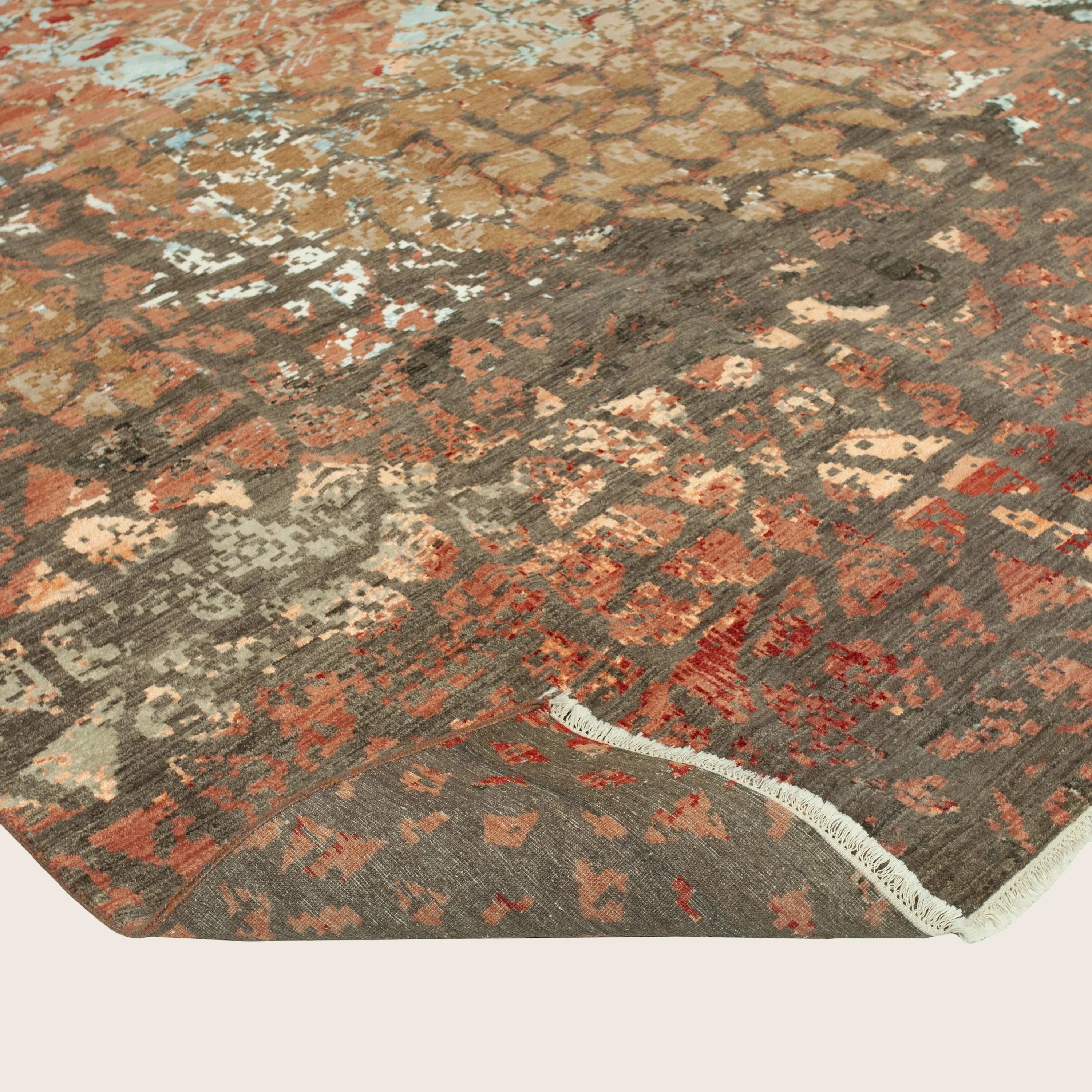 Multicolored Contemporary Wool Art Silk Blend Rug - 8'2" x 10'2" - Image 4