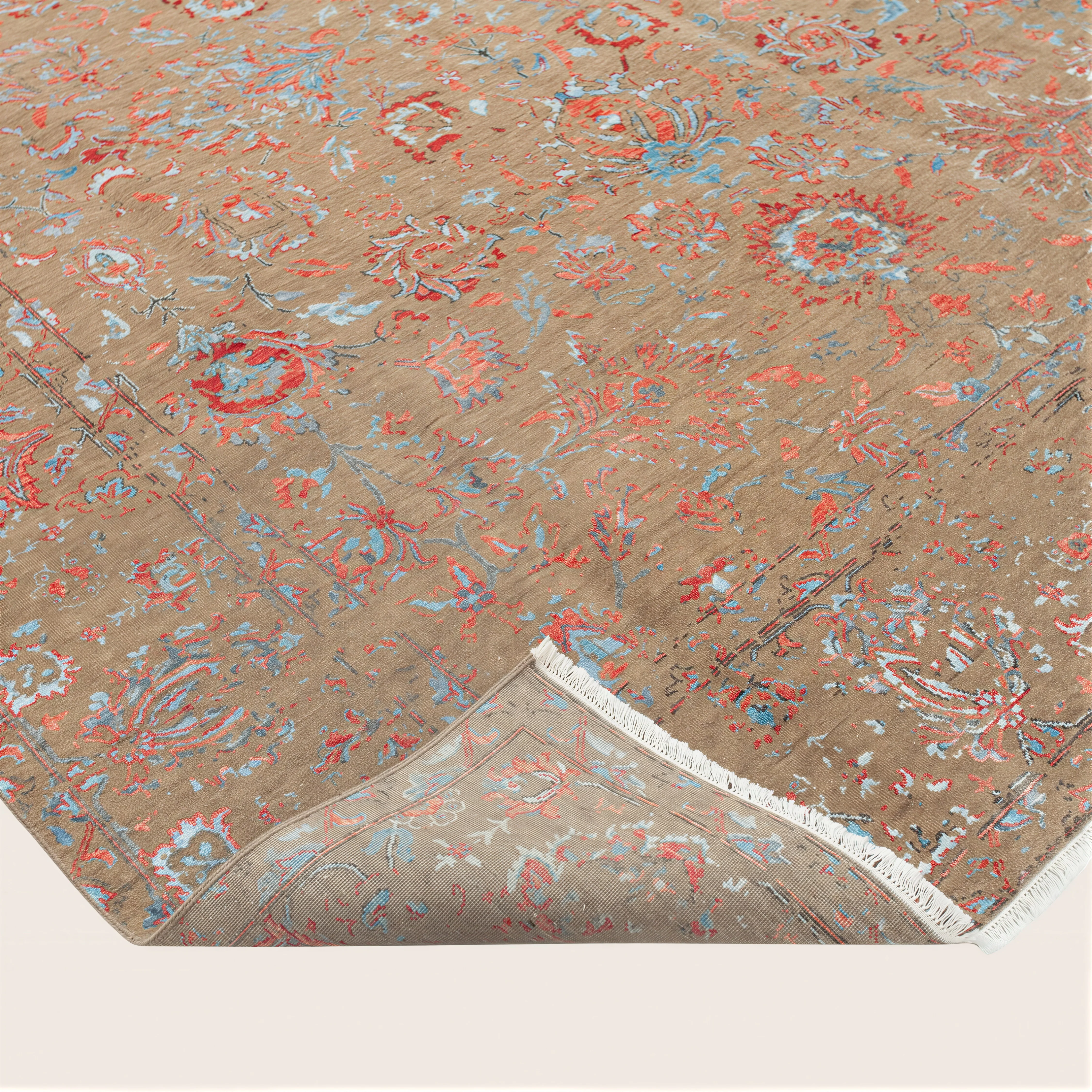 Multicolored Brown Transitional Wool Art Silk Blend Rug - 9'1" x 12'1" - Image 4