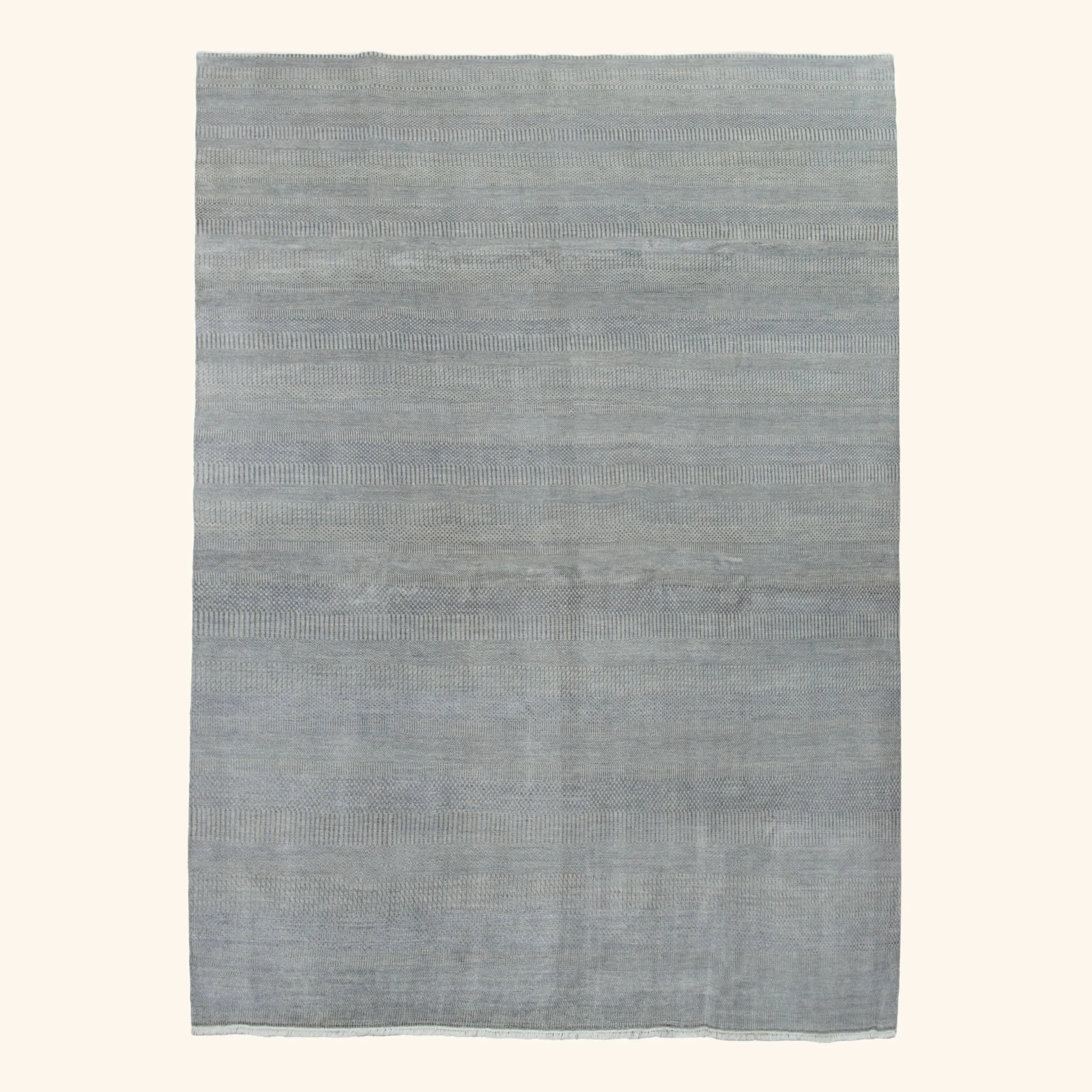 Light Blue Textured Wool Art Silk Blend Rug - 9'1" x 12'4"