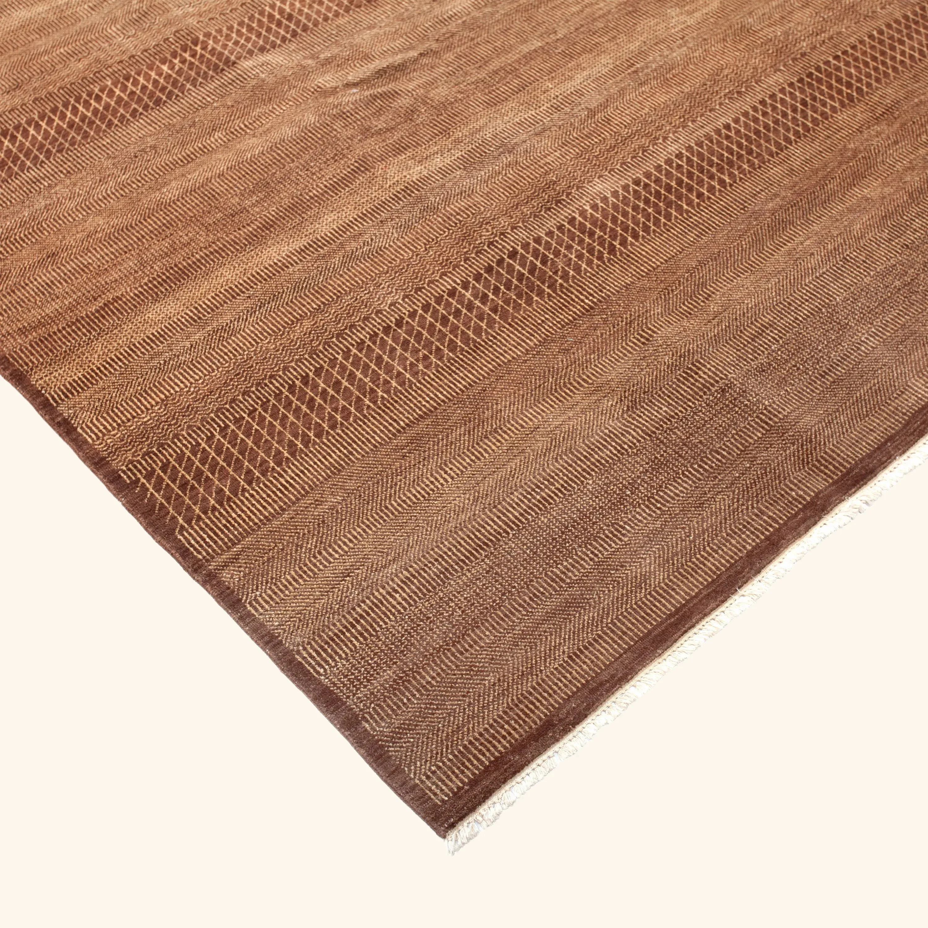 Rust Textured Wool Art Silk Blend Rug - 9'2" x 11'10" - Image 3