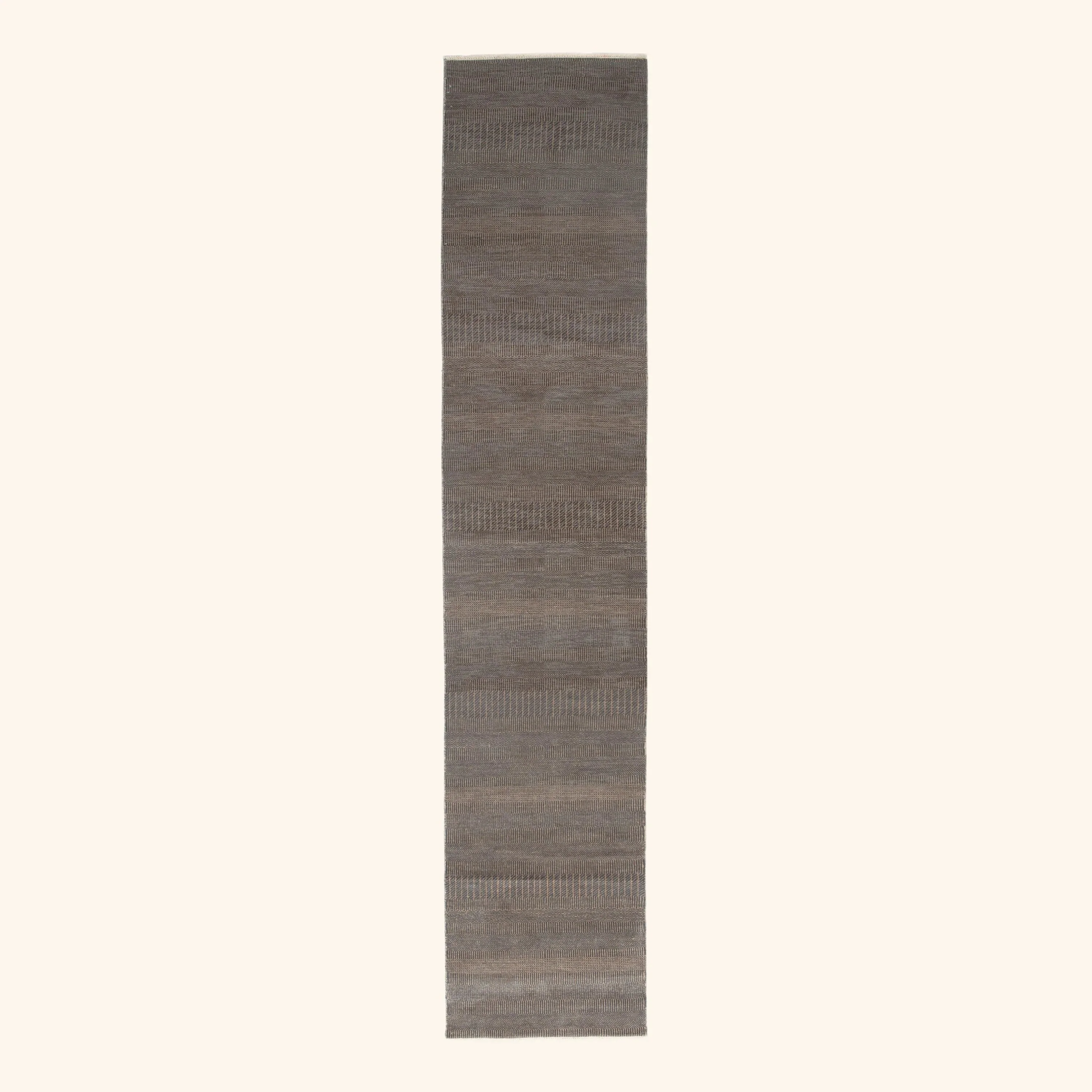 Charcoal Transitional Wool Art Silk Blend Runner - 2'6" x 13'10"