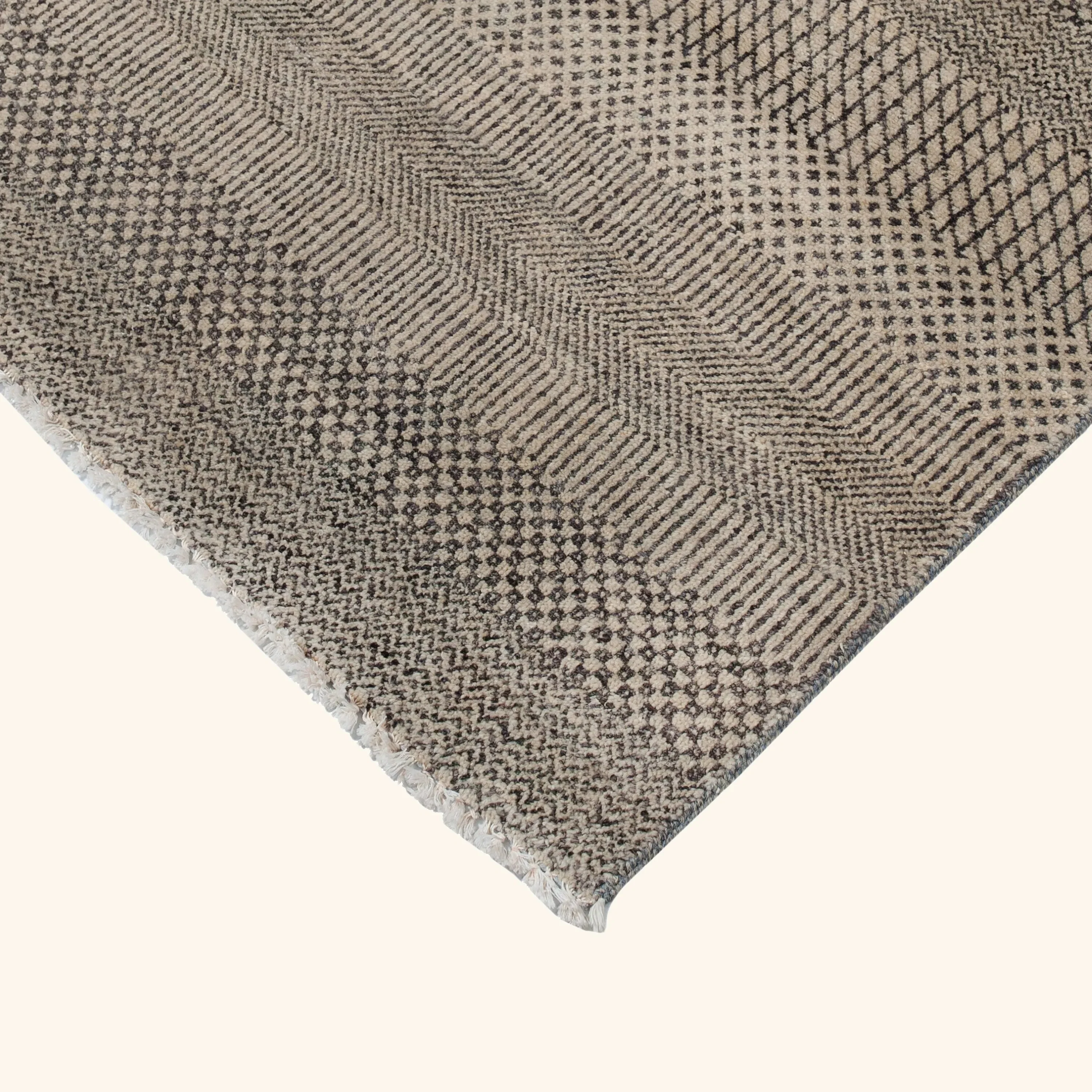 Beige Contemporary Wool Art Silk Blend Runner - 2'7" x 16'6" - Image 3