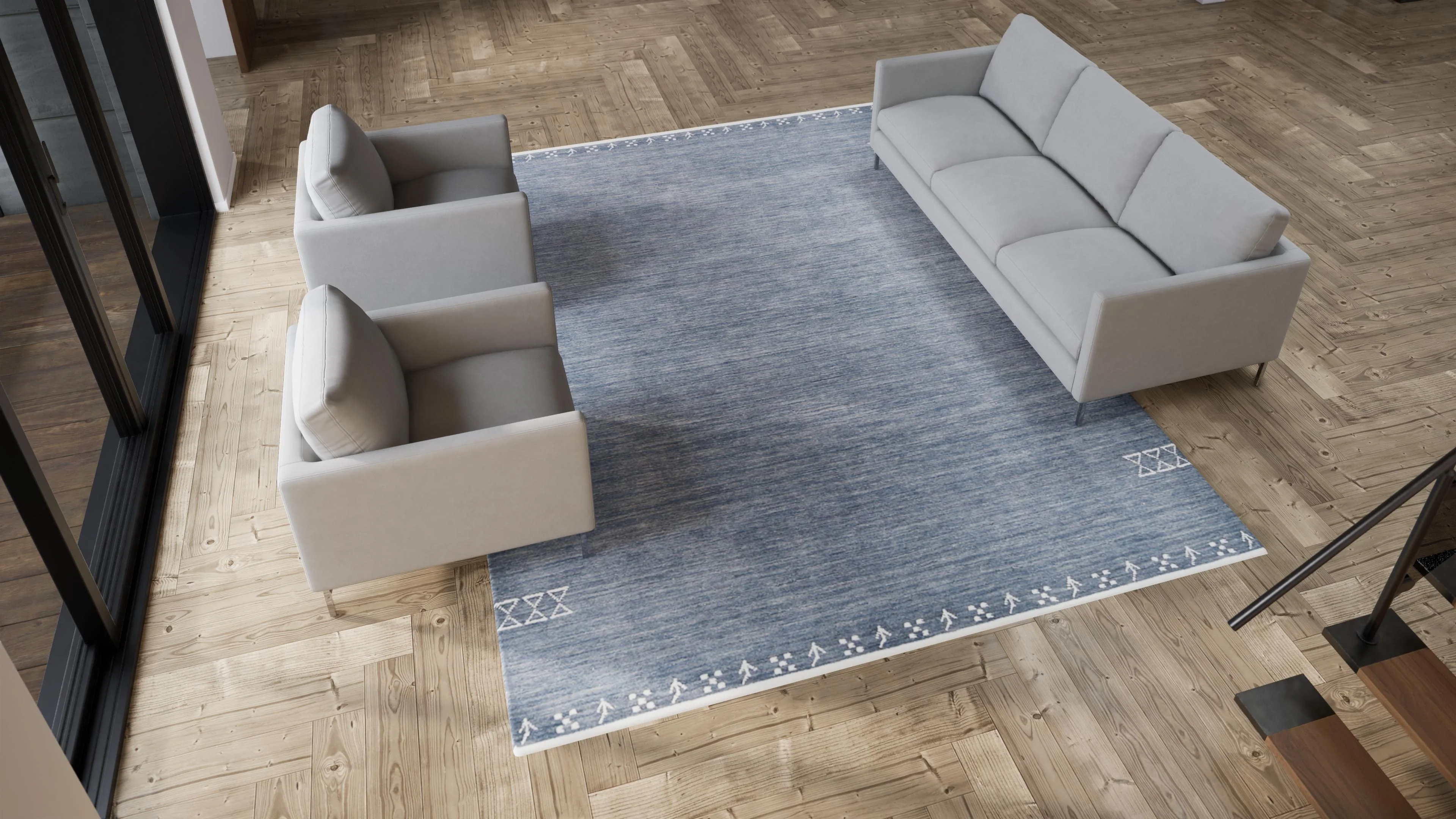 Contemporary Wool Cotton Blend Rug - 9' x 12' - Image 18