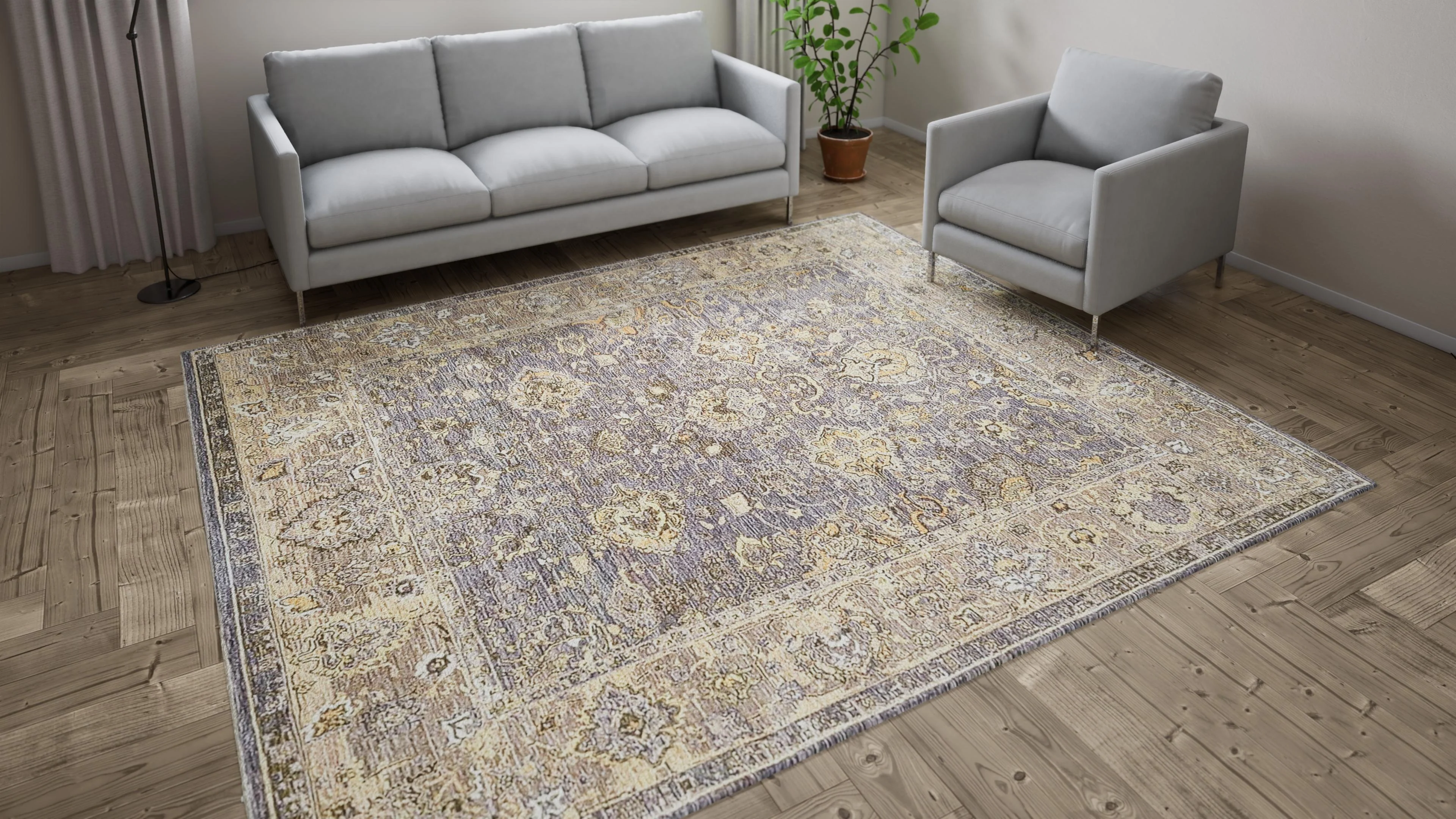 Grey Traditional Wool Rug - 8'3" x 9'7" - Image 9