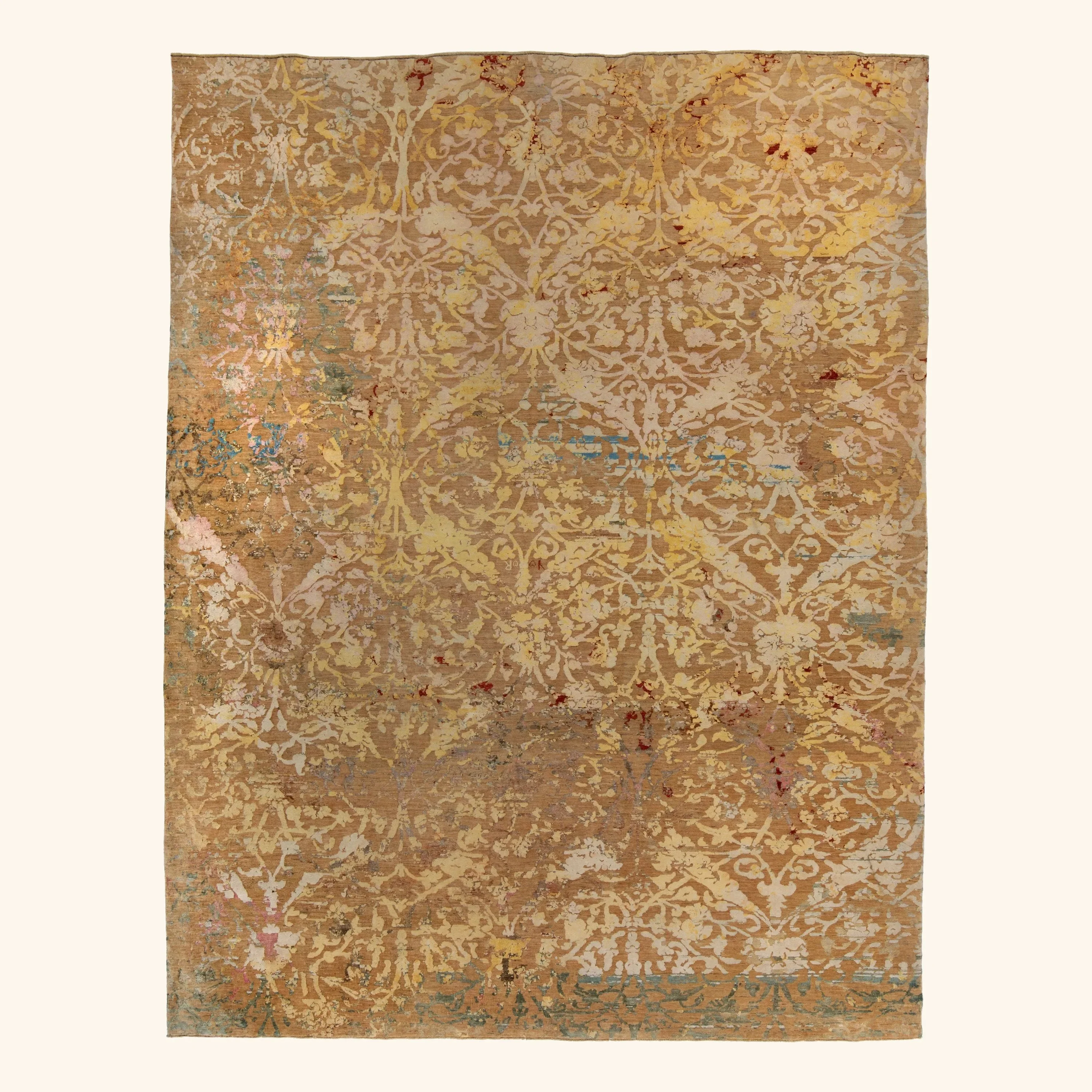 Gold Aurora Transitional Wool Rug - 9' x 11'6"