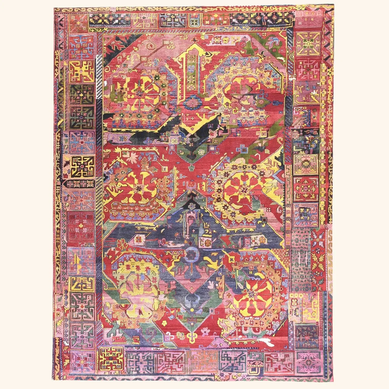 Pink & Red Transitional Wool Rug - 9' x 12'2"