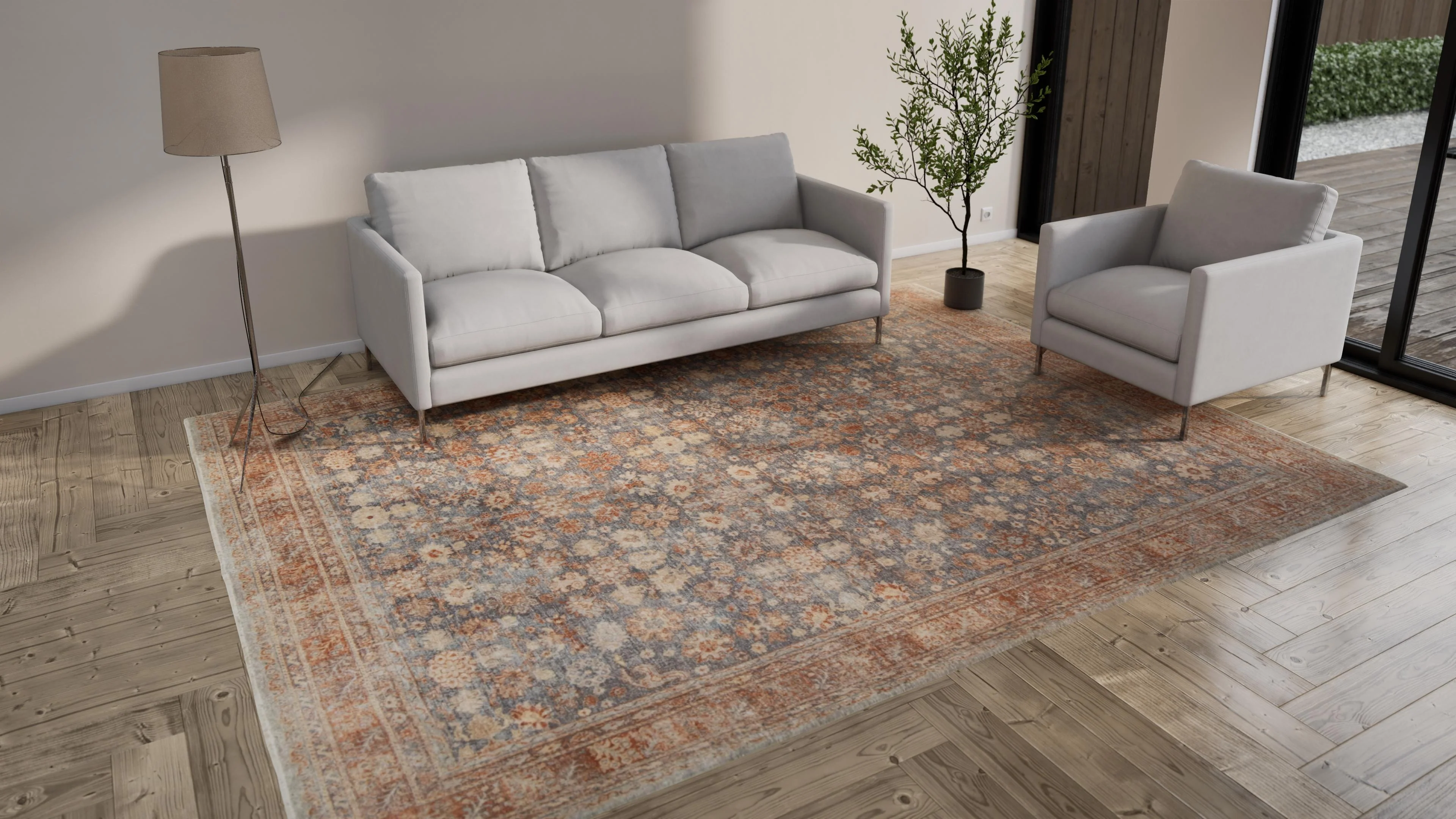 Rust & Blue Sabideh Distressed Traditional Wool Rug - 9' x 12' - Image 8