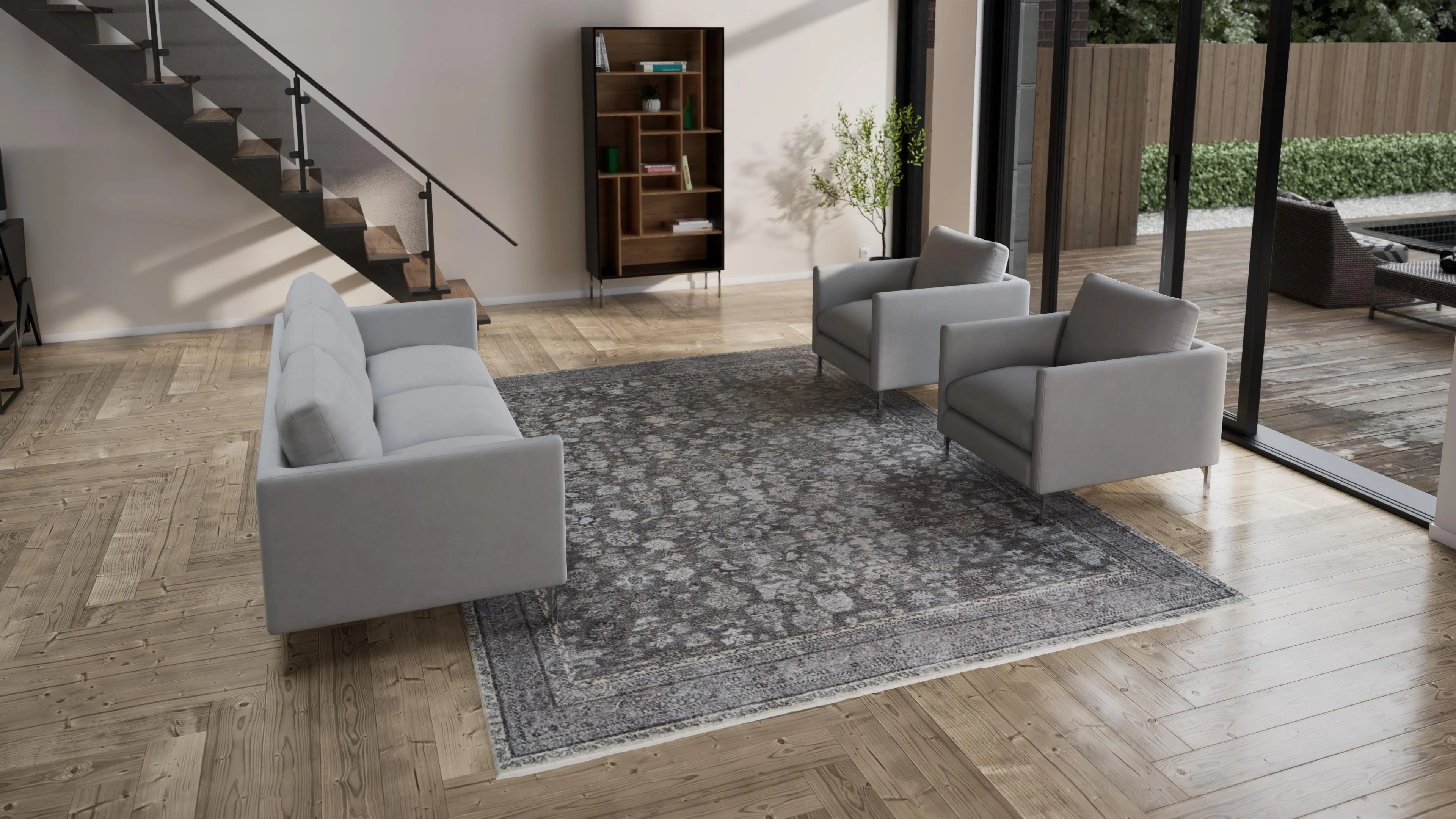 Grey Sabideh Traditional Wool Rug - 9' x 12' - Image 3