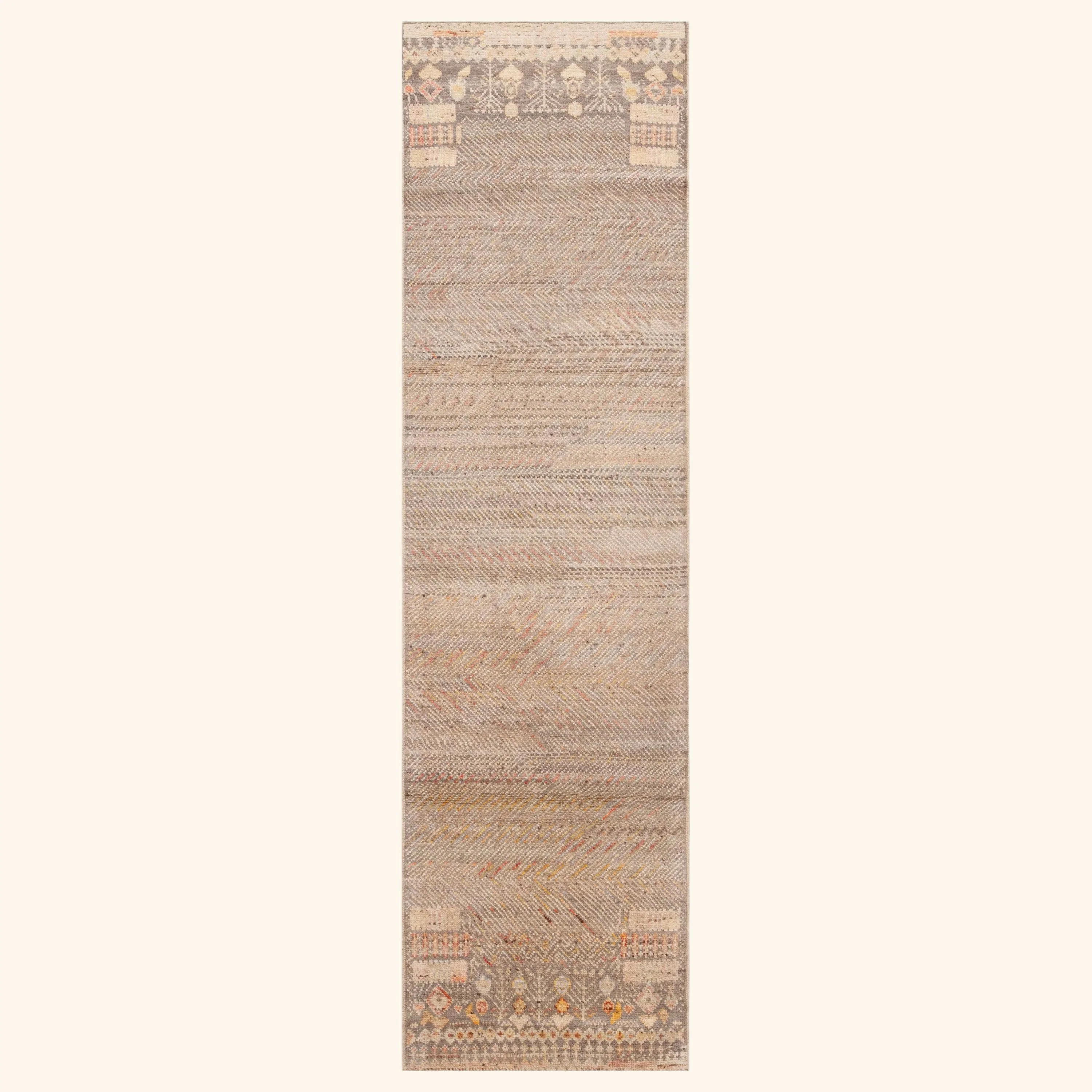 Brown Zameen Transitional Wool Runner - 2'8" x 9'8"