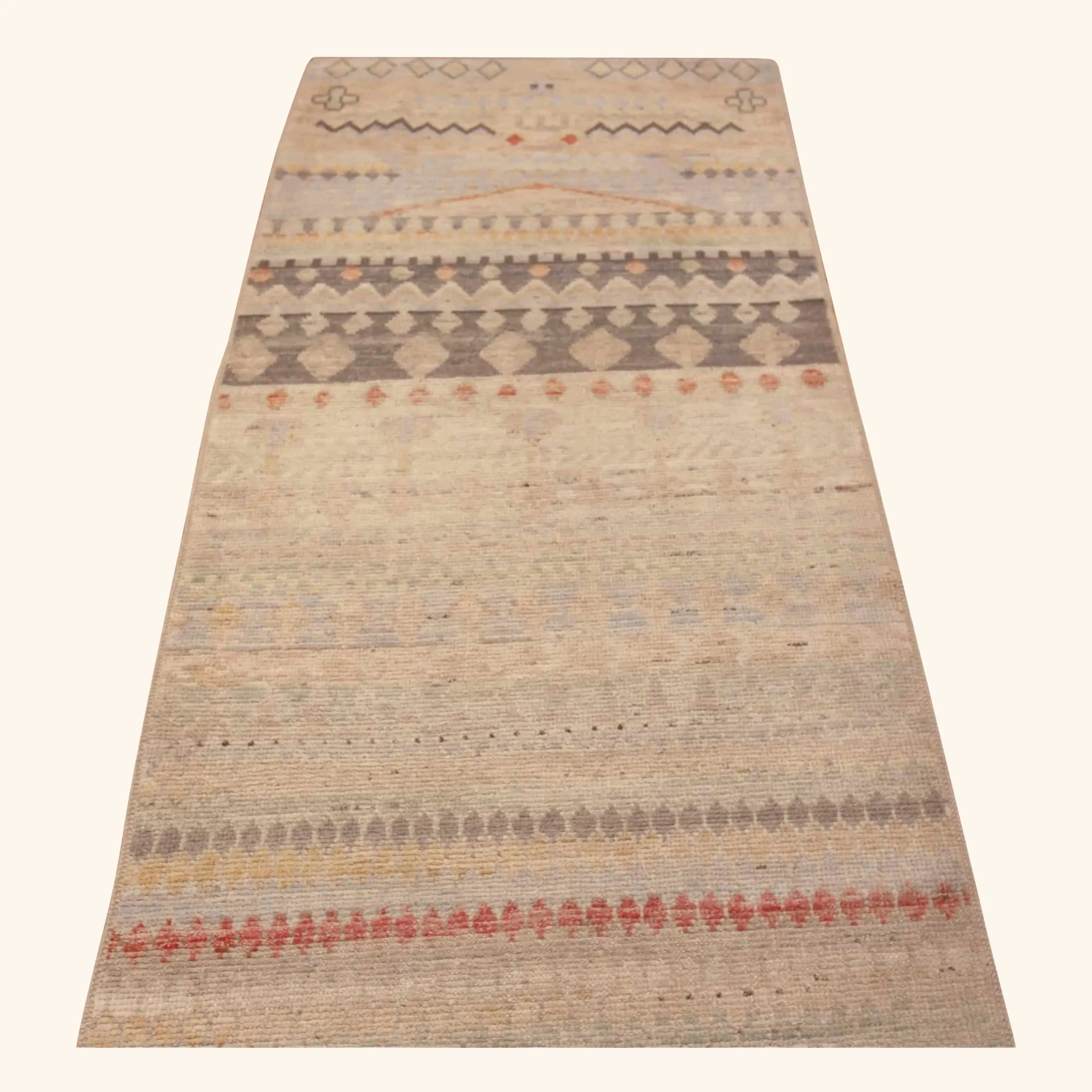Multicolored Zameen Transitional Wool Runner - 3'2" x 12'11" - Image 5