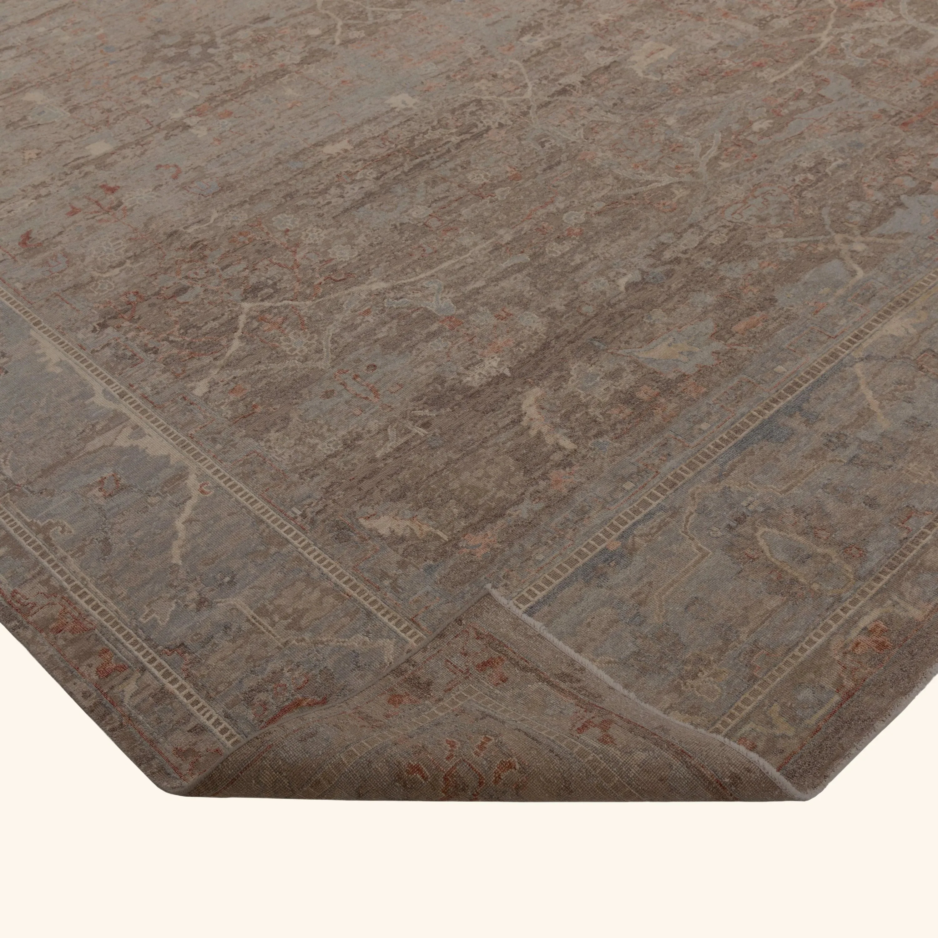 Brown Transitional Wool, Silk & Linen Blend Rug - 10' x 14'3" - Image 4