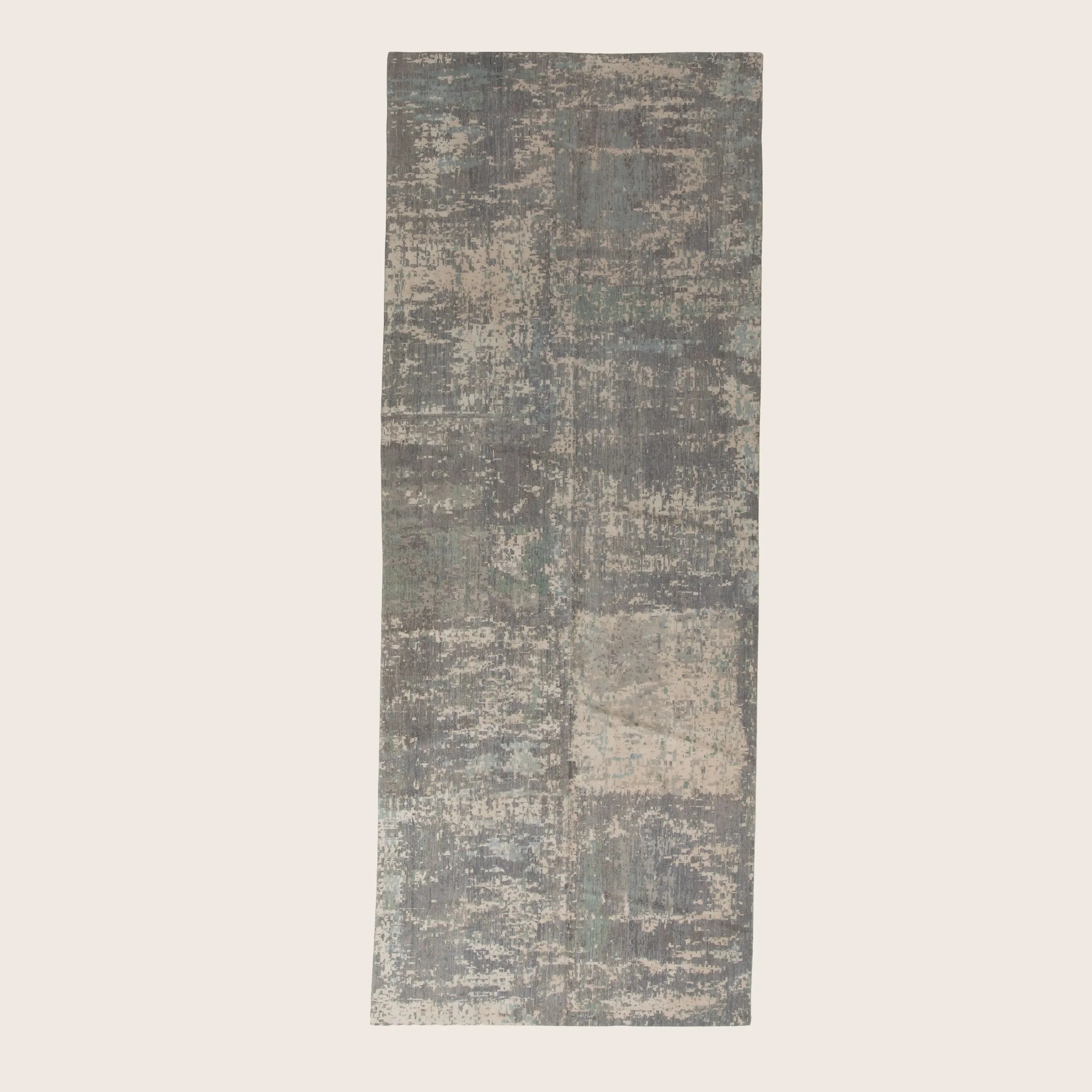 Grey & Blue Transitional Runner - 6' x 15'6"
