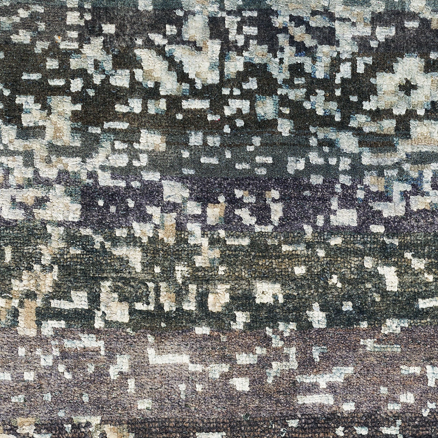 Multicolored Transitional Wool Silk Blend Rug - 8'1" x 12'2" - Image 4