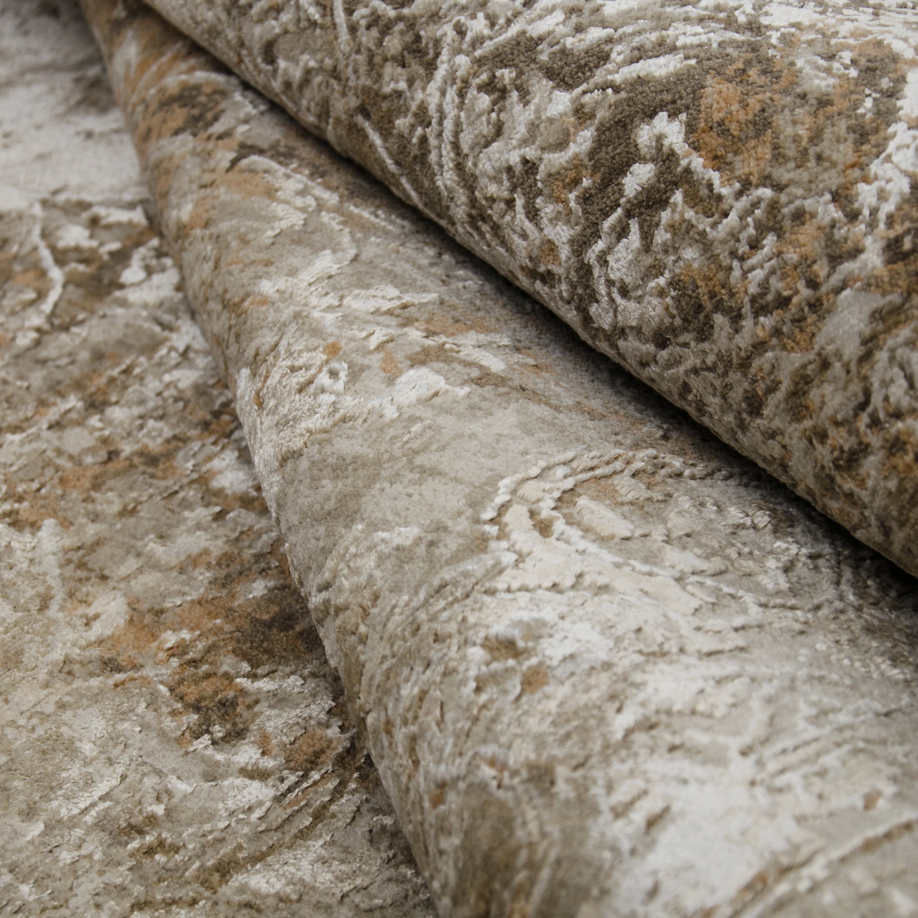 Brown Transitional Wool Silk Blend Rug - 9' x 12'7" - Image 4