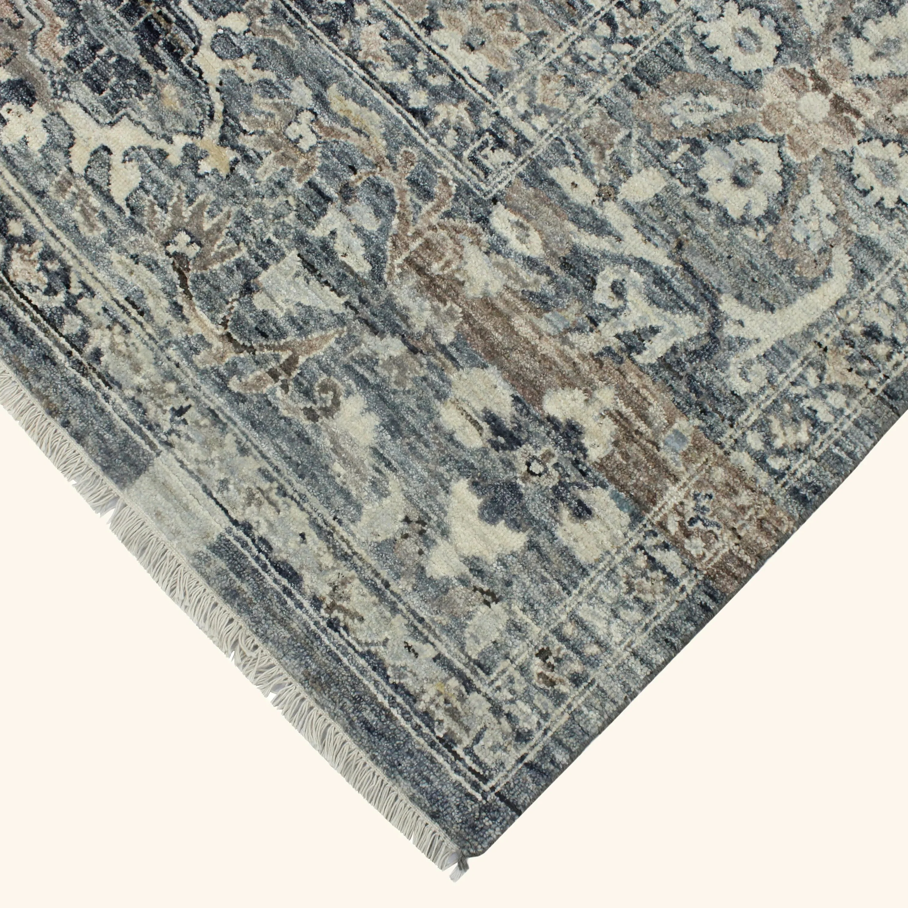 Blue & Grey Transitional Wool Rug - 9' x 12' - Image 5