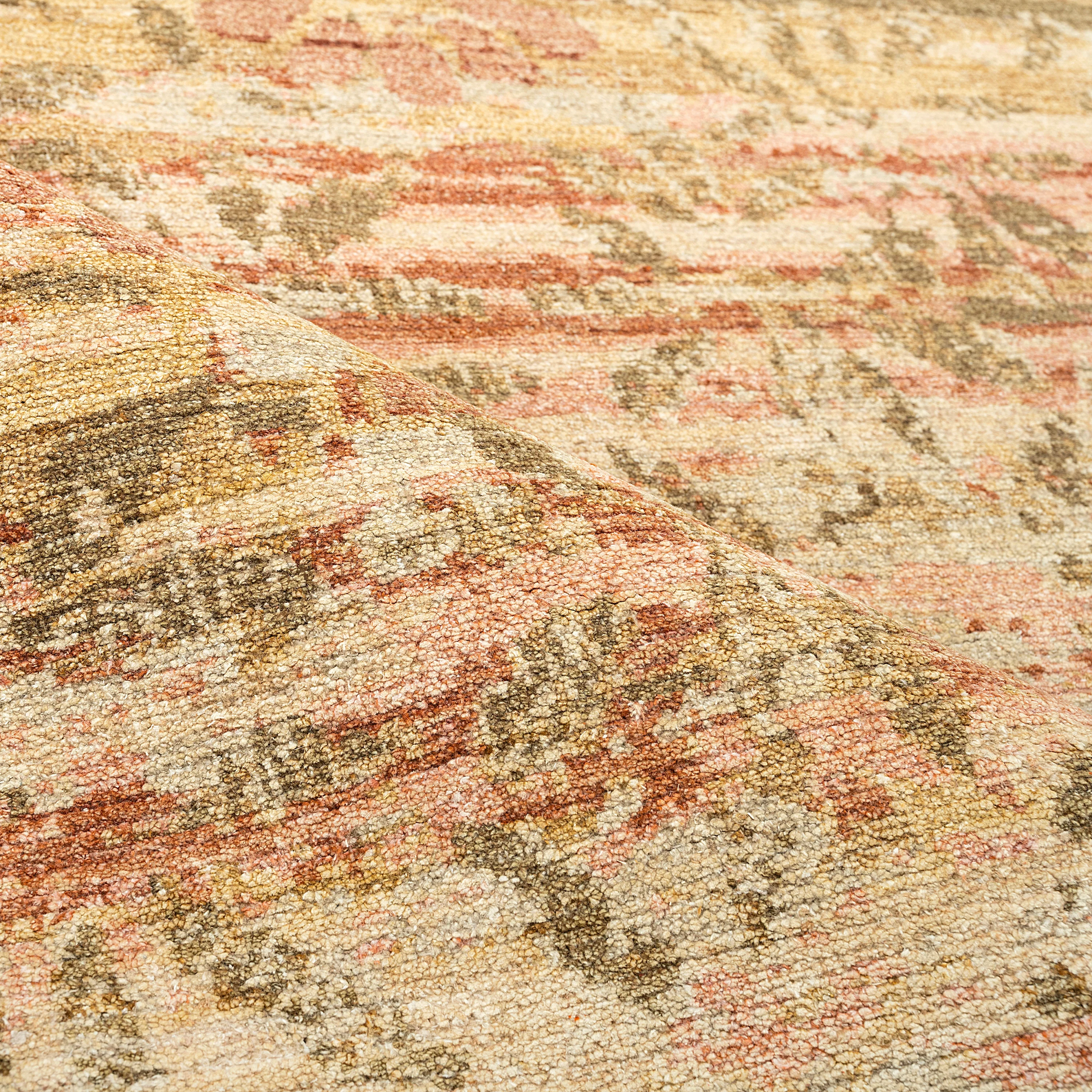 Pink & Yellow Floral Treillage Silk Rug - 6' x 9' - Image 2