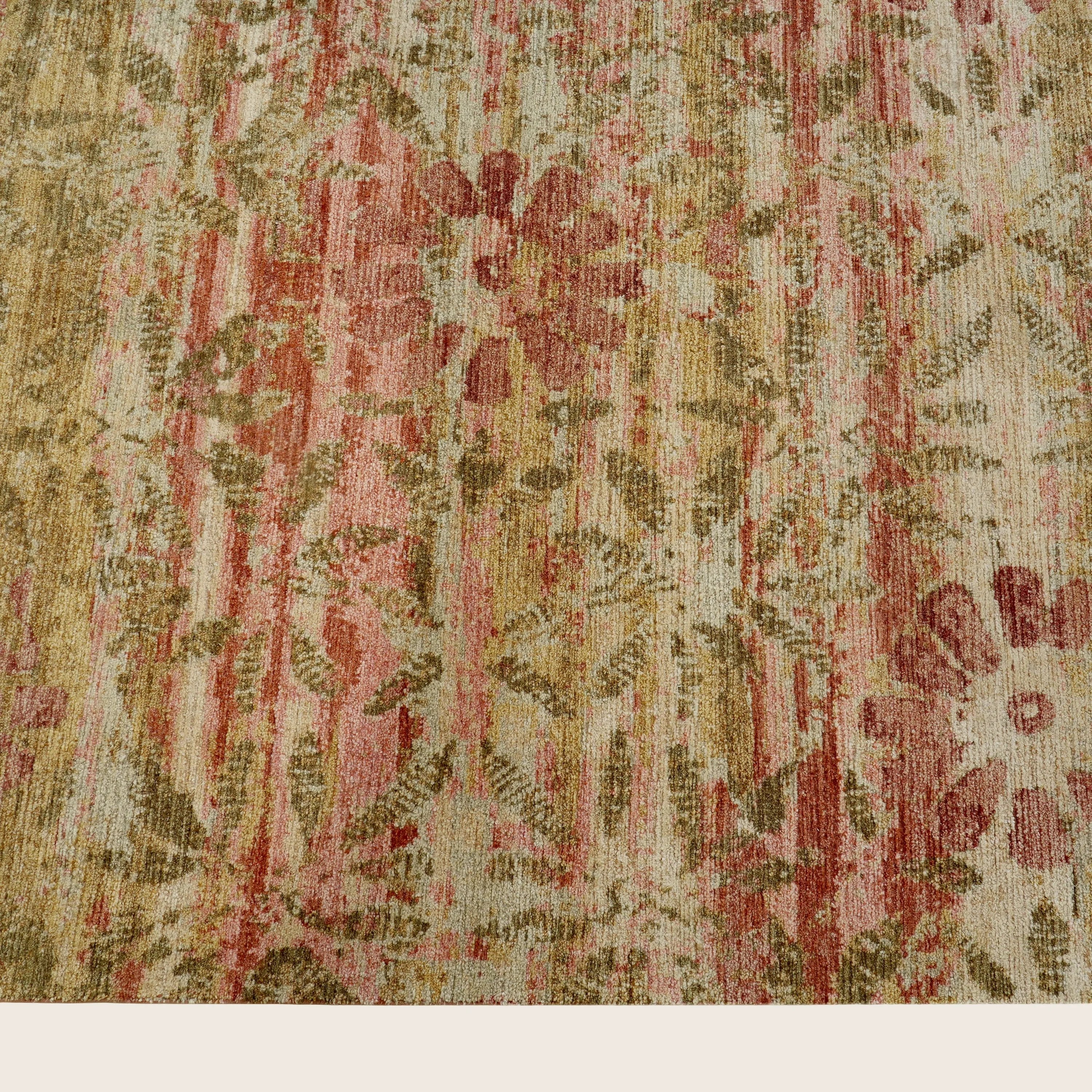Pink Treillage Wool Silk Blend Rug - Image 2