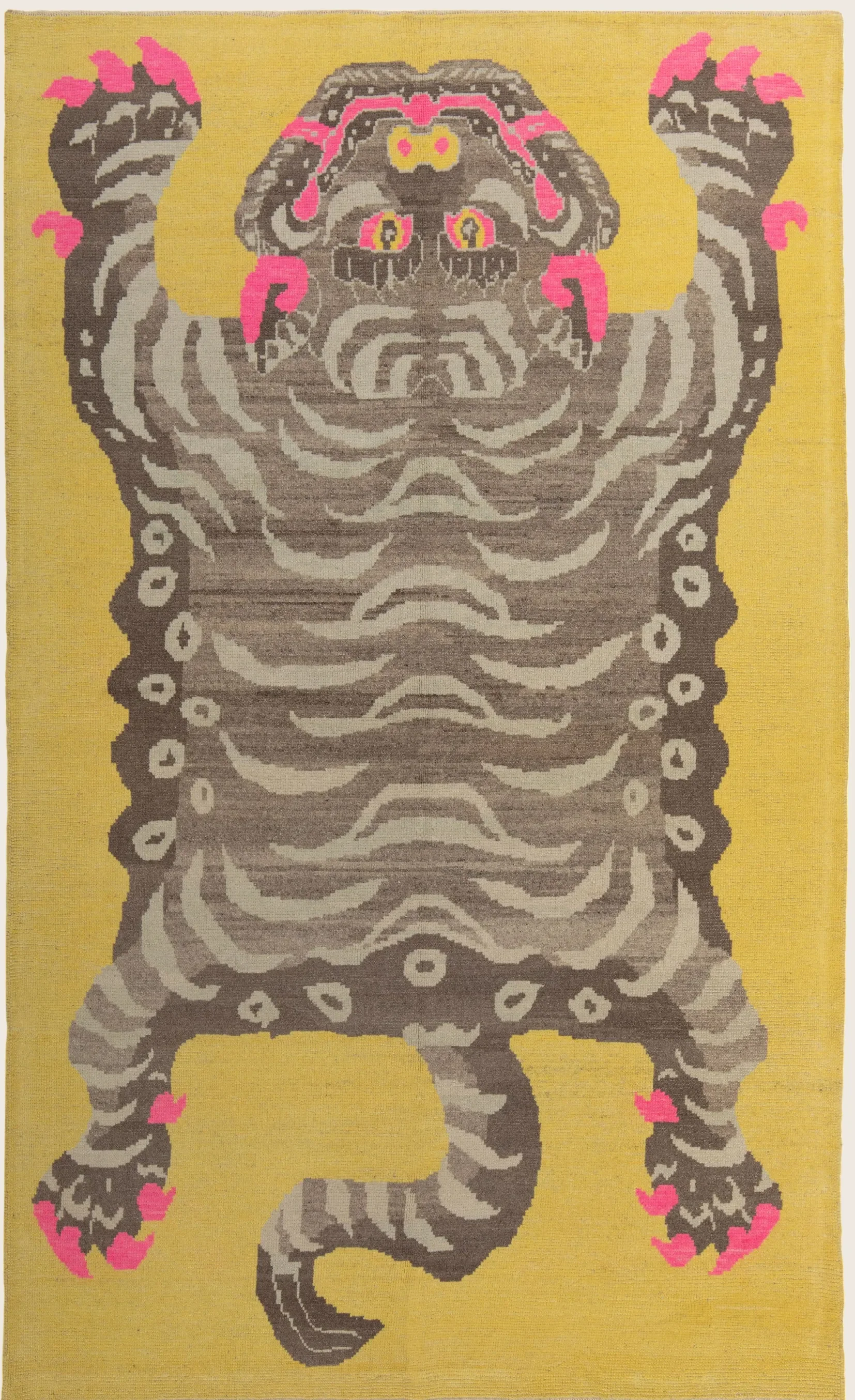 Yellow Contemporary Tiger Wool Rug - 6'8" x 10'6" - Image 6