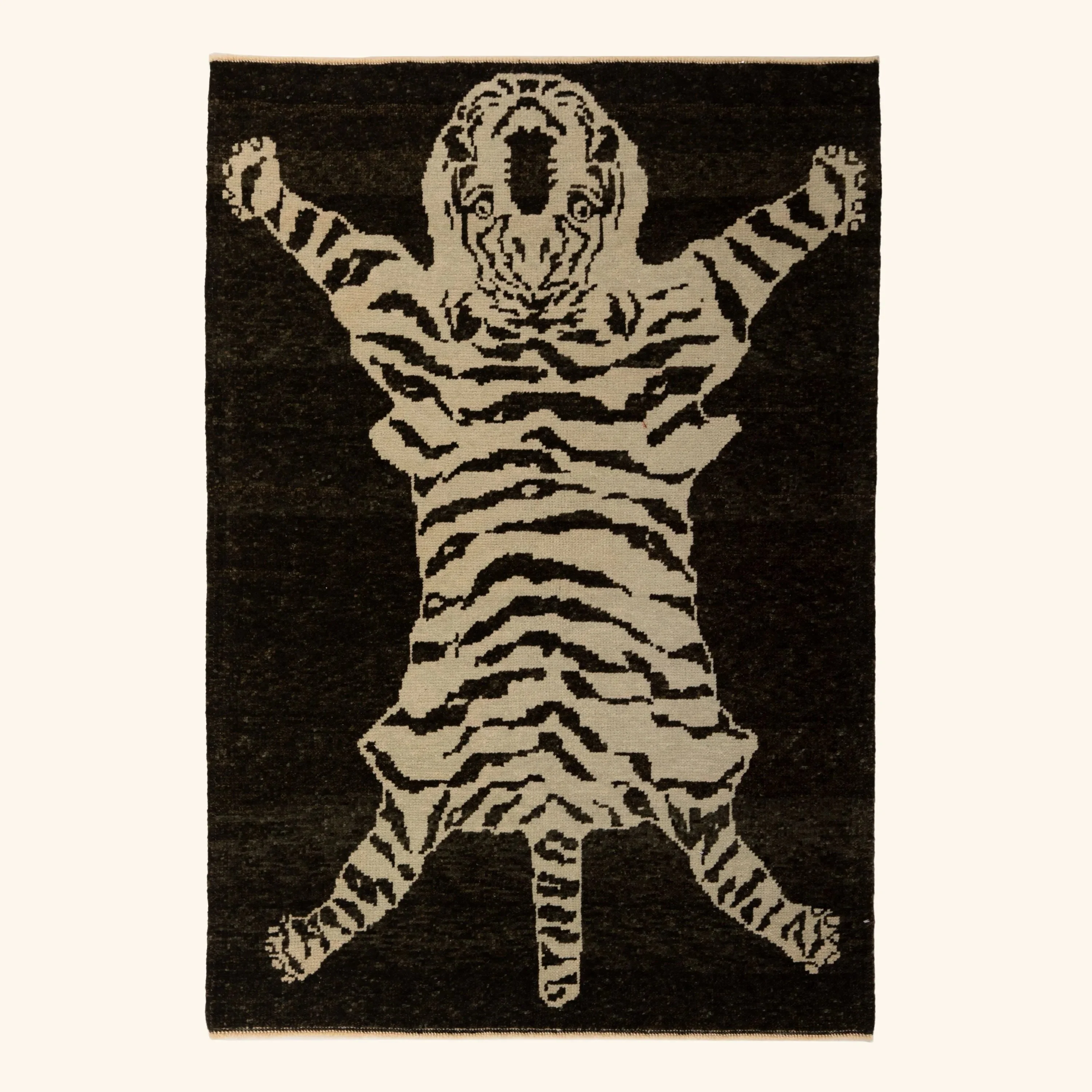Black Tiger Modern Turkish Wool Rug - 4'1" x 6'1"