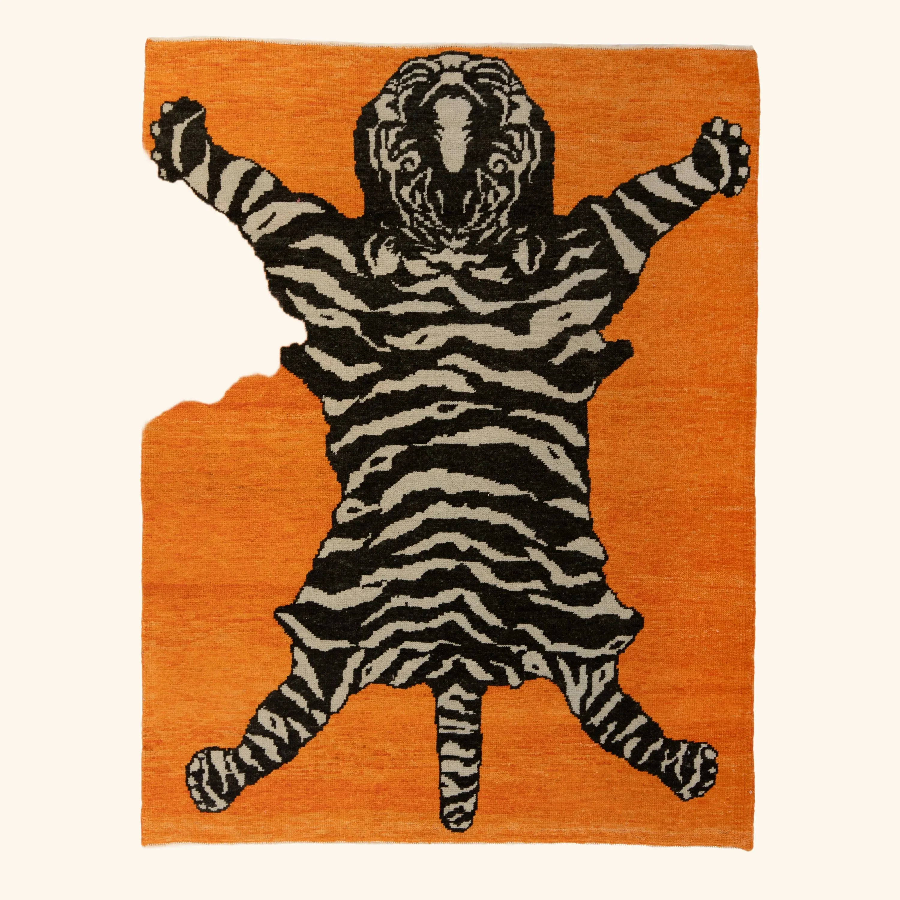 Orange Modern Turkish Wool Rug - 5'5" x 7'1"