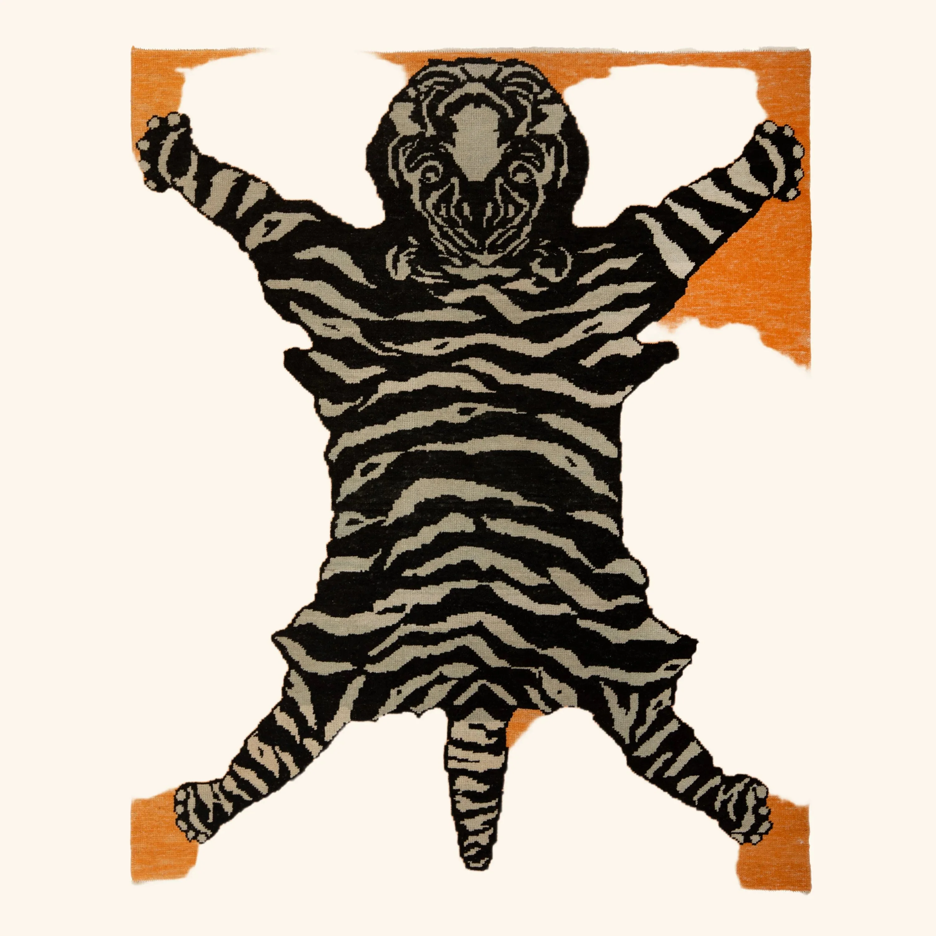 Orange Tiger Modern Turkish Wool Rug - 6'4" x 7'8"
