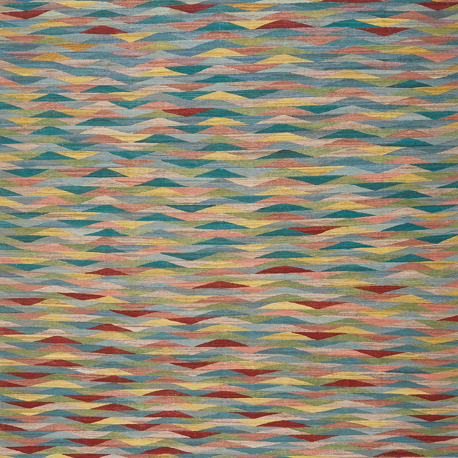 Multi Turkish Flatweave Wool Rug - 10'1" x 13' - Image 3