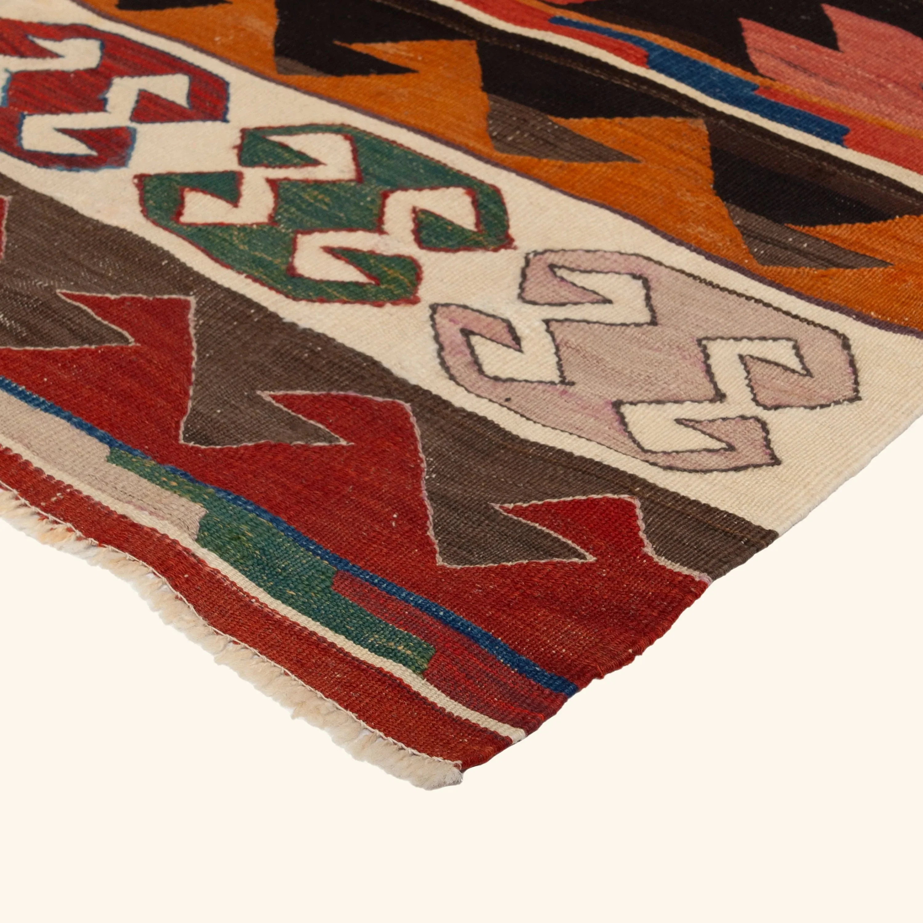 Multi Vintage Flatweave Wool Runner - 2'3" x 12' - Image 3