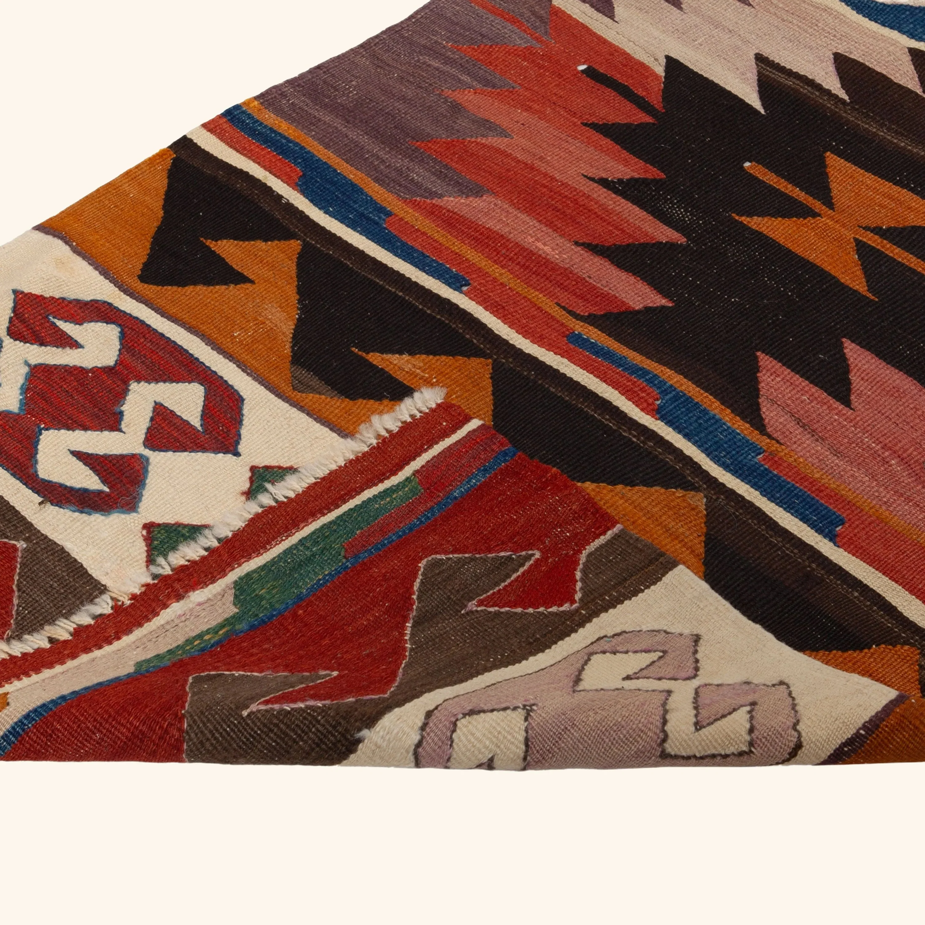 Multi Vintage Flatweave Wool Runner - 2'3" x 12' - Image 4