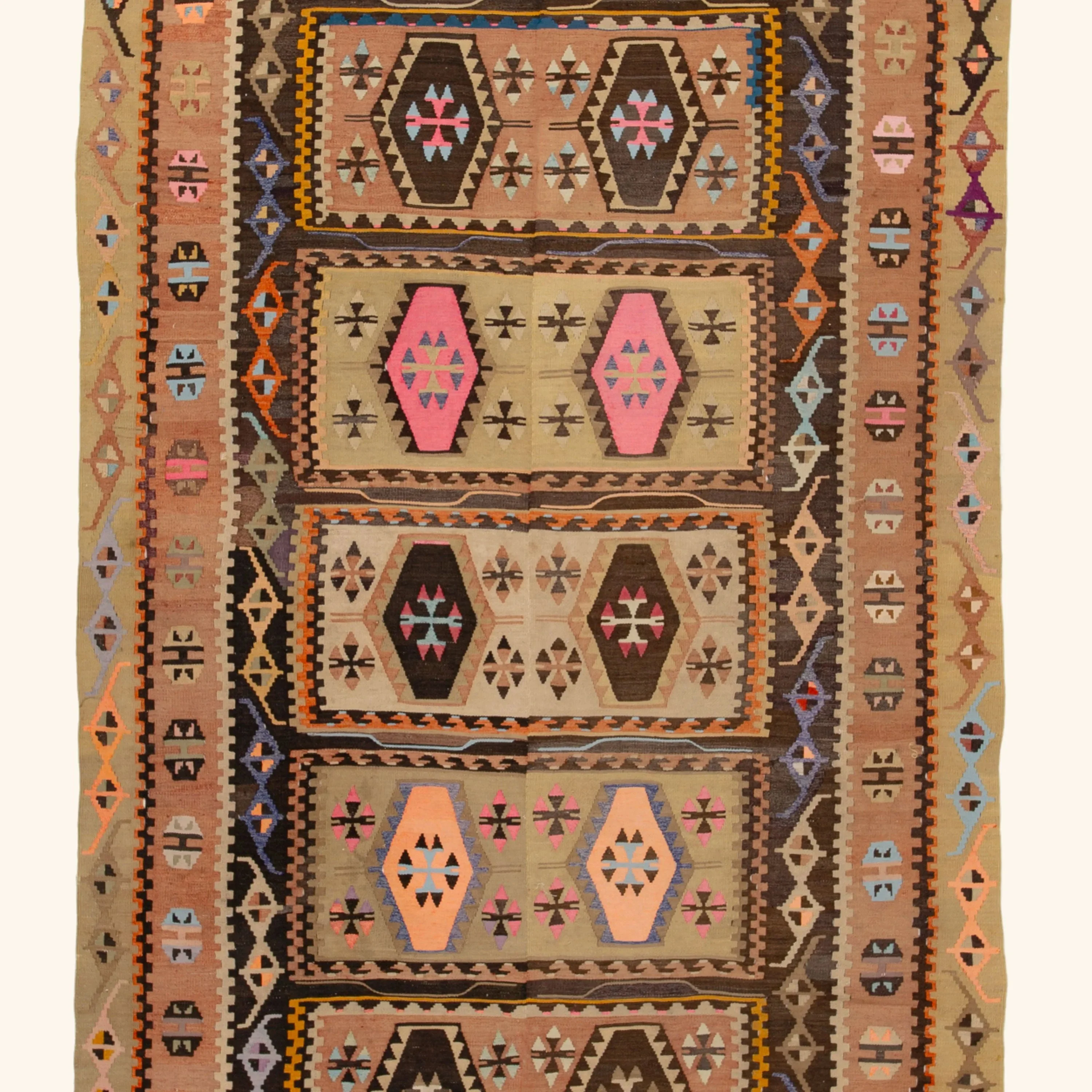 Multi Vintage Flatweave Wool Rug - 5'1" x 12'8" - Image 2