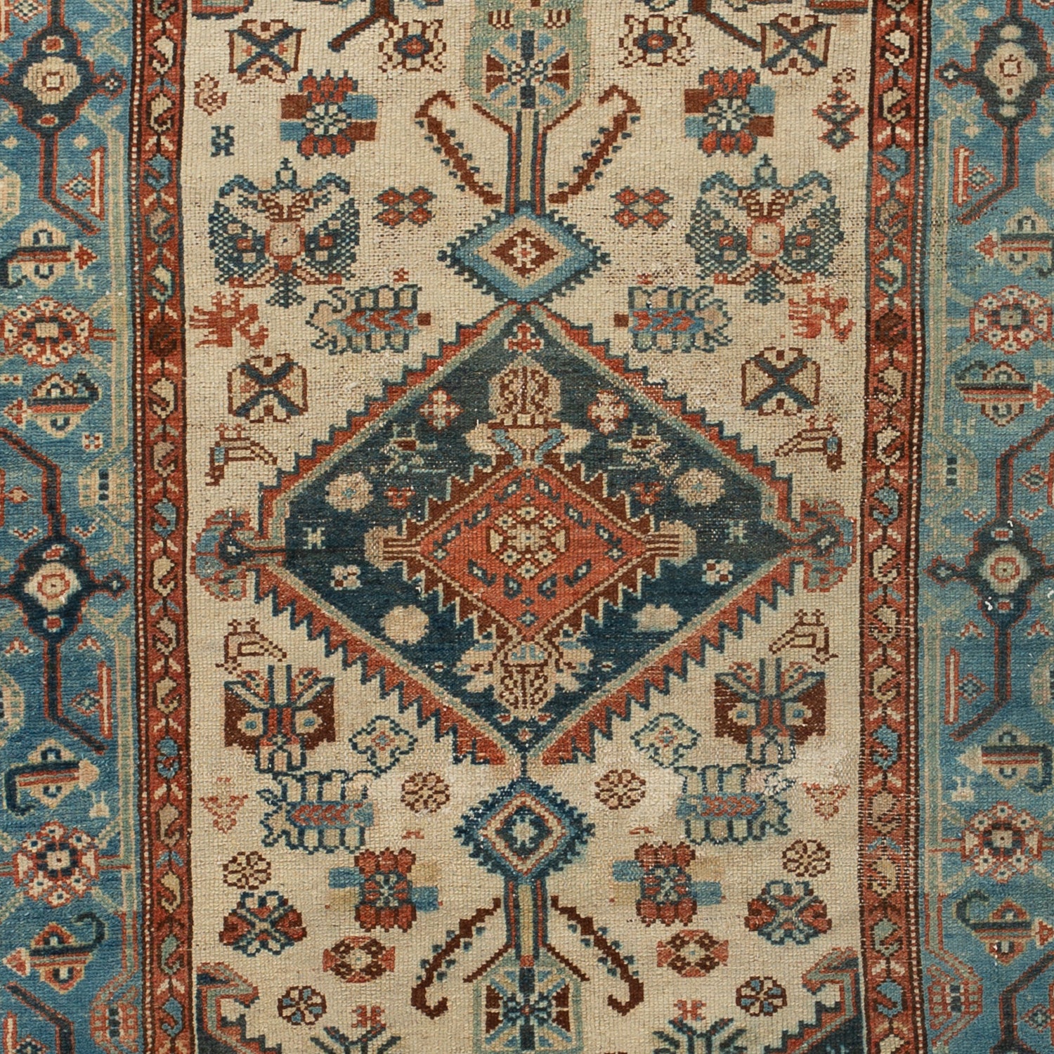 Blue Sabideh Traditional Wool Rug - 6'9" x 3'5" - Image 2