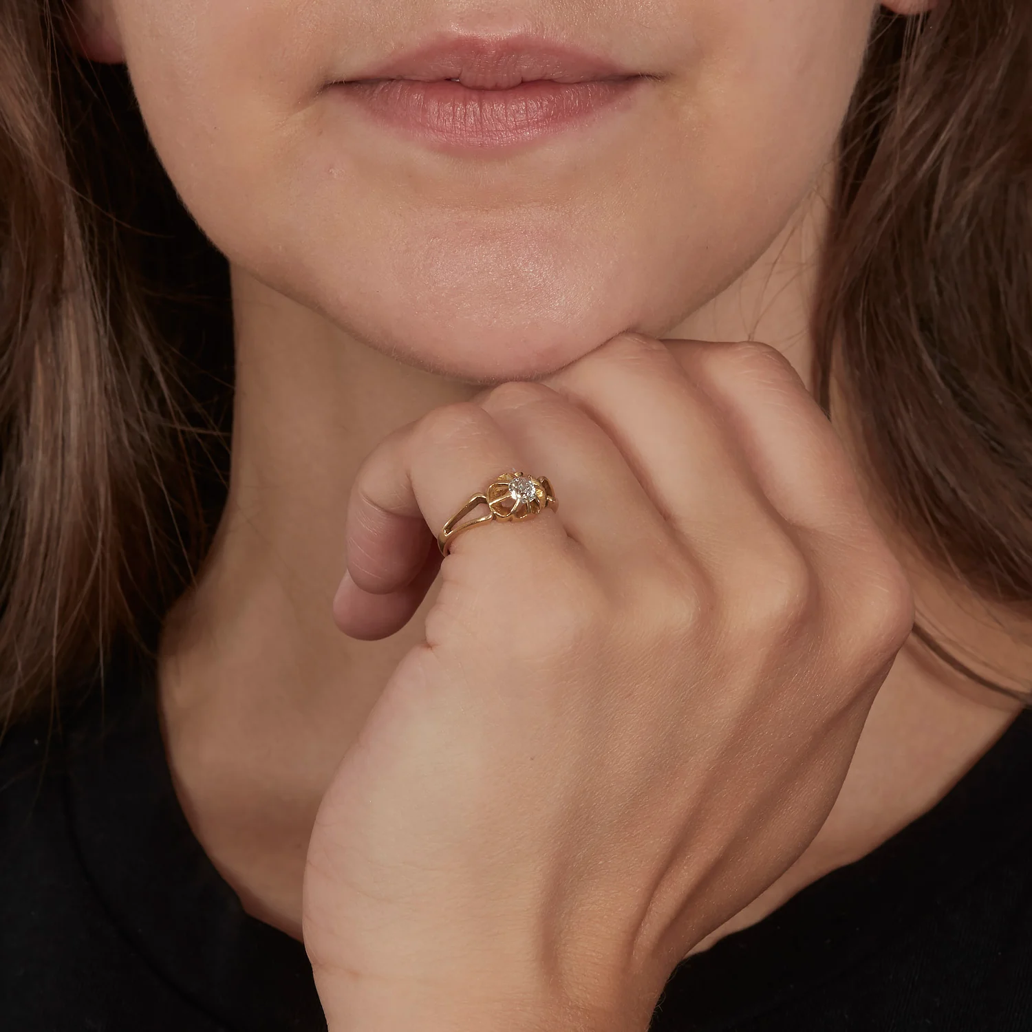 Victorian 18K Yellow Gold 0.3 ct. Diamond ring - Image 2