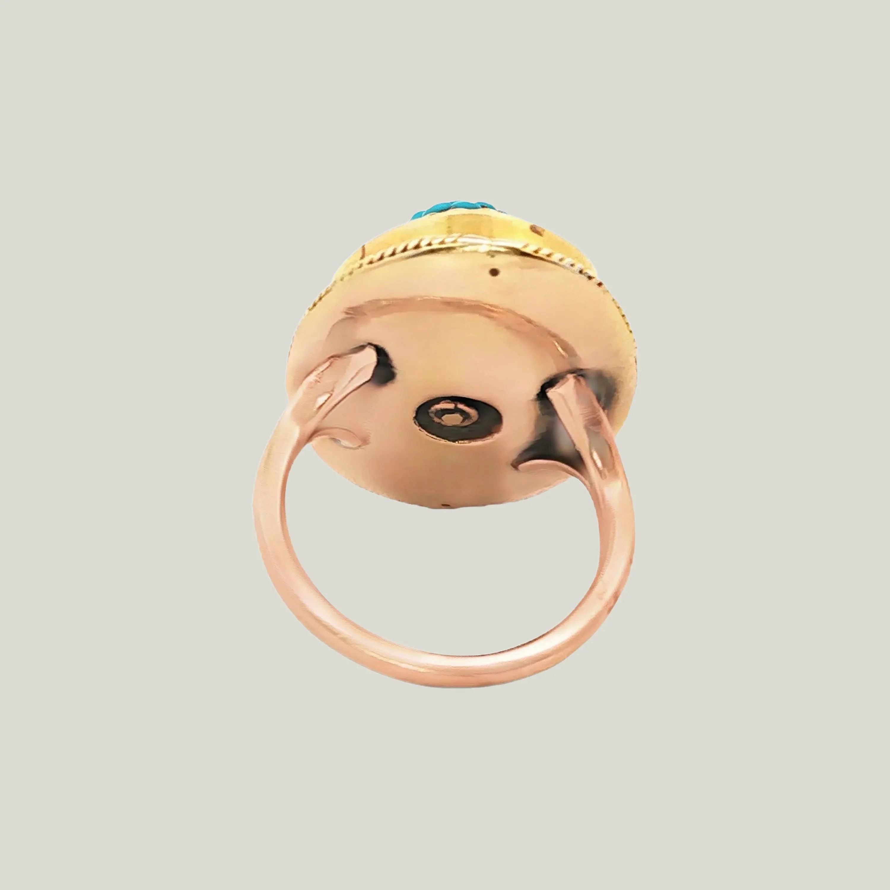 Victorian Turquoise and Enamel Cluster Ring in 14k Gold - Image 5