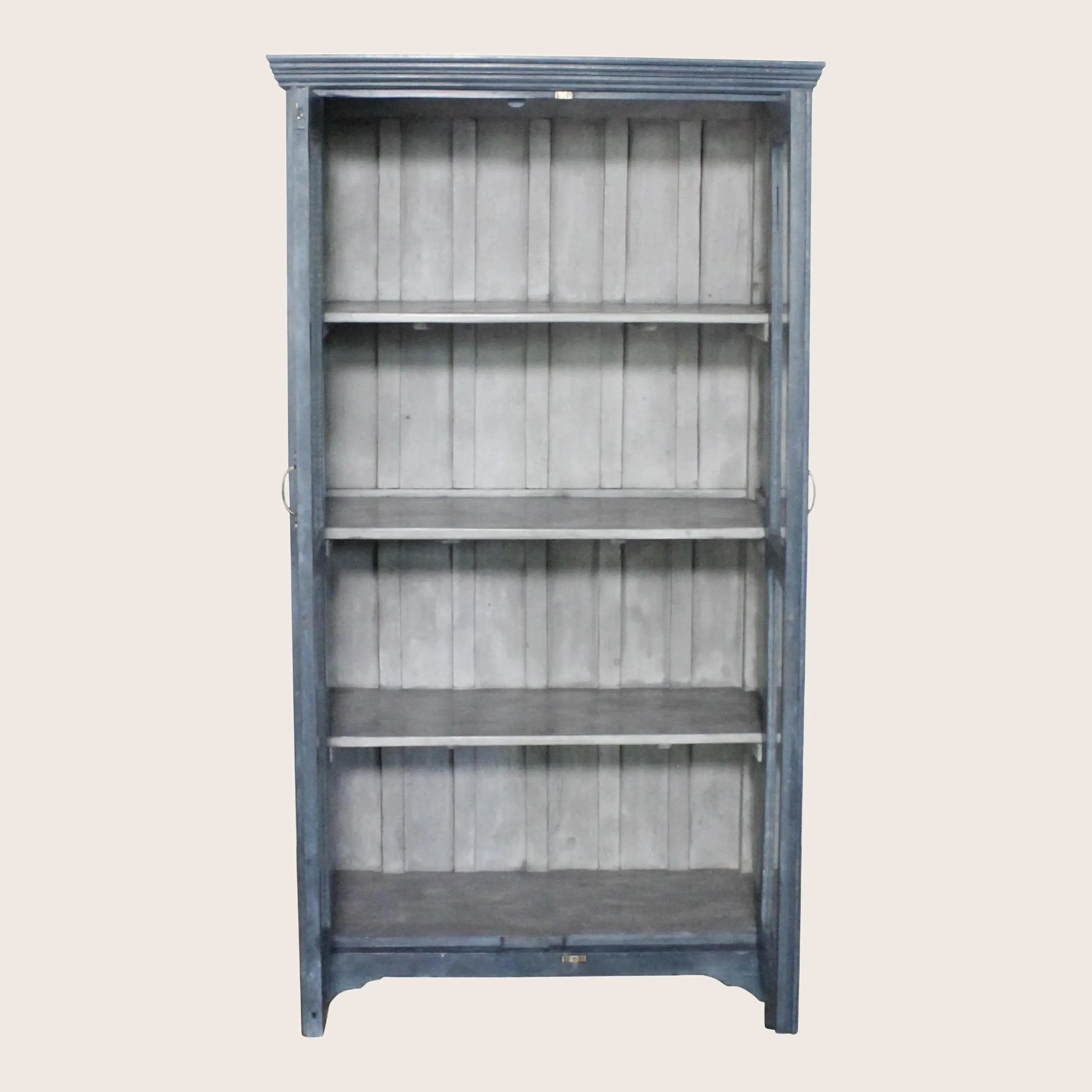 Vintage Navy-Painted Glass Front Cabinet - Image 2