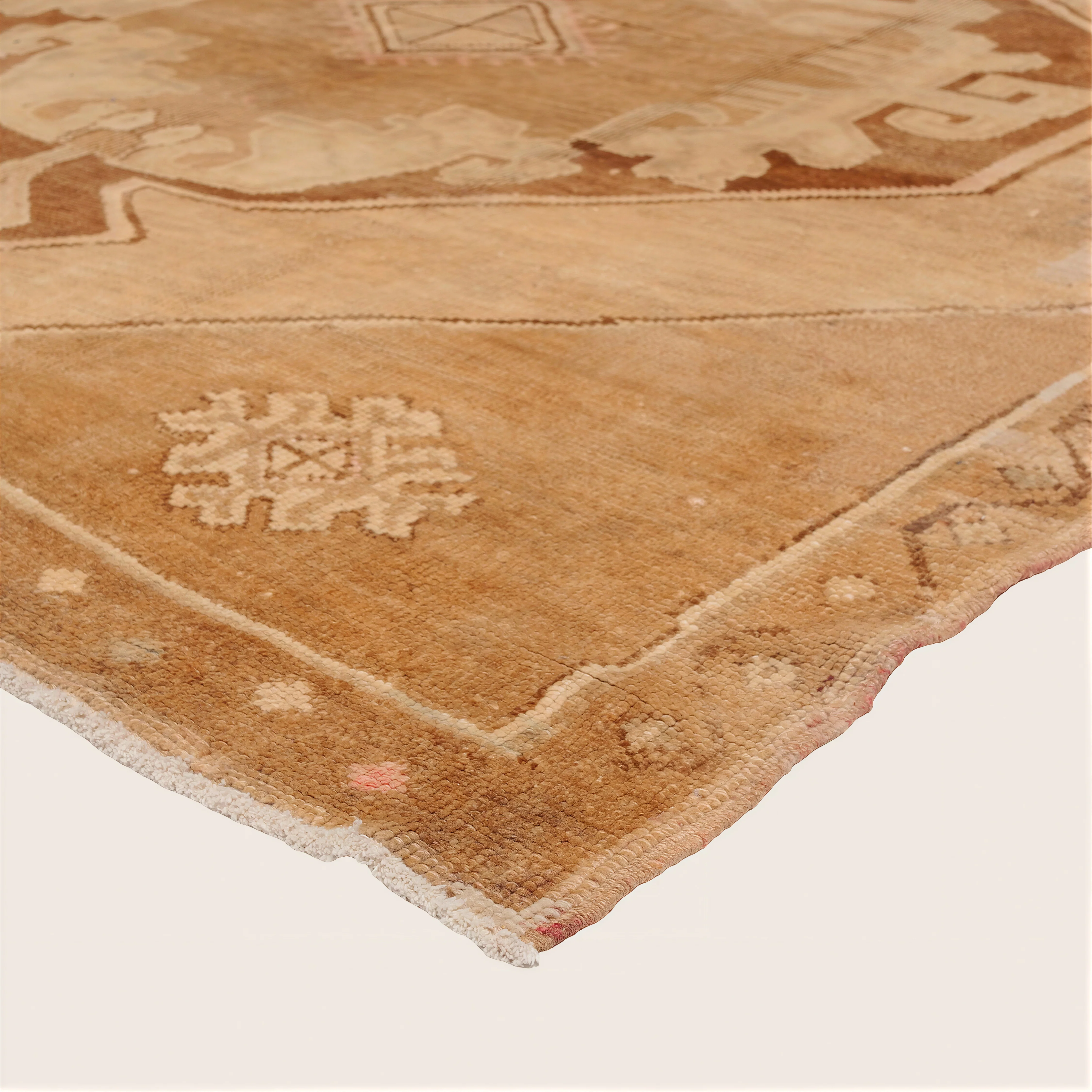 Beige Vintage Traditional Turkish Wool Runner - 6'2" x 17'2" - Image 3