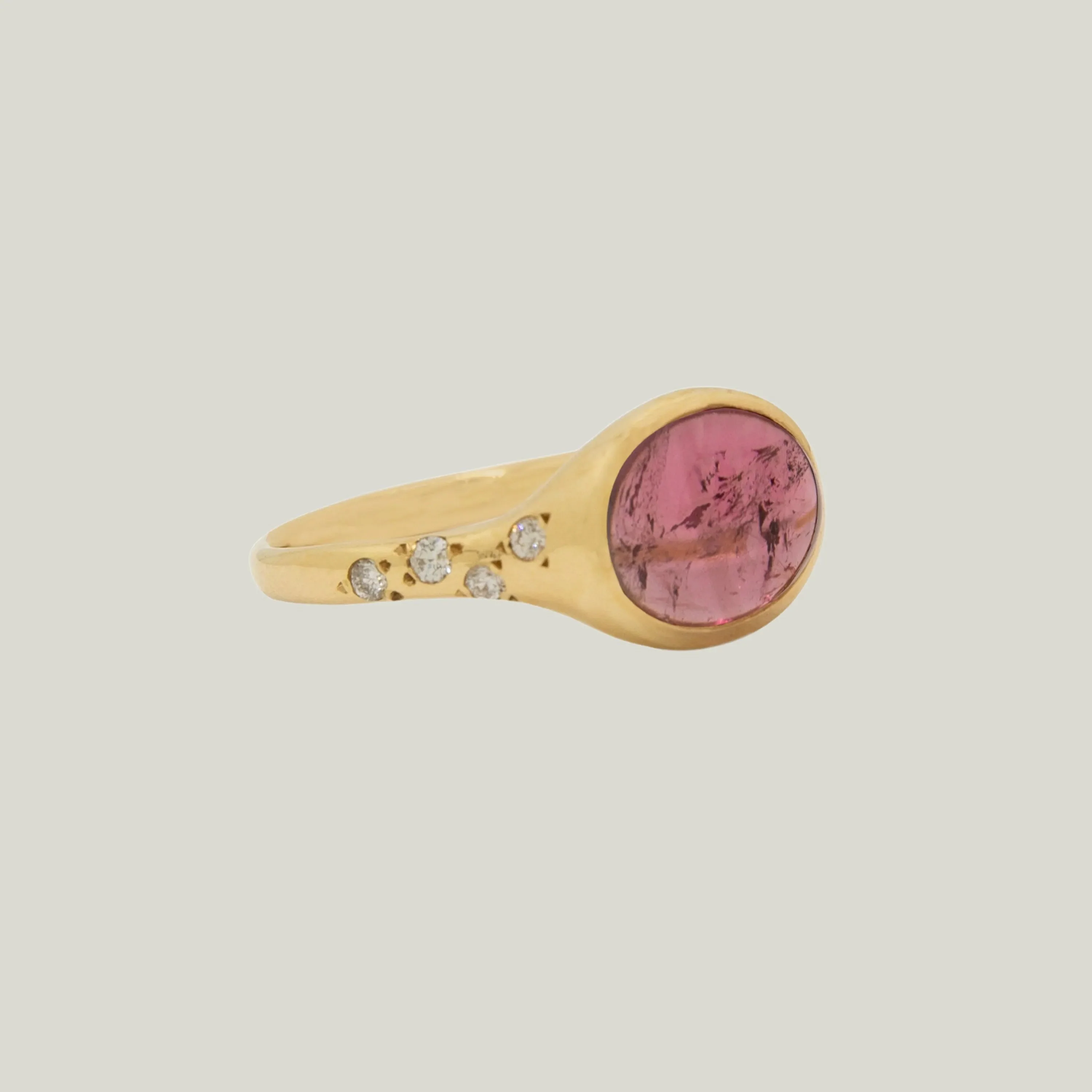 Watermelon Candy Rubellite and Diamond Ring - Image 4