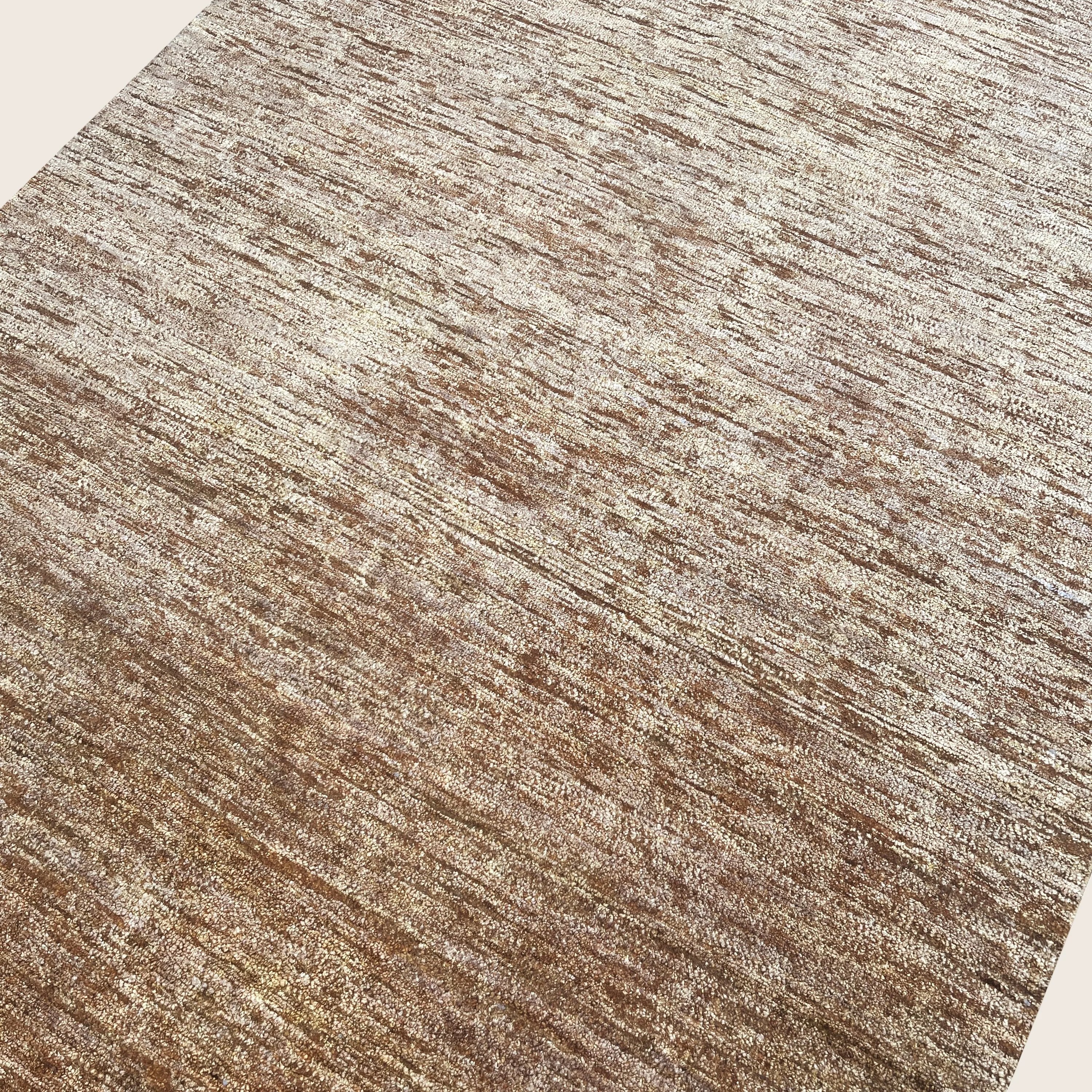 Brown Solid Textured Wool Silk Blend Rug - 6' x 9' - Image 3