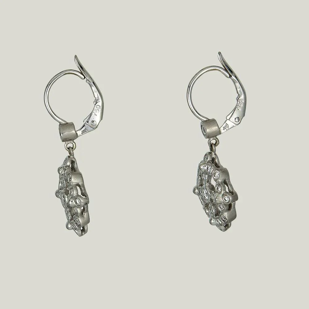 White Gold Diamond Circle Cross Earrings - Image 2