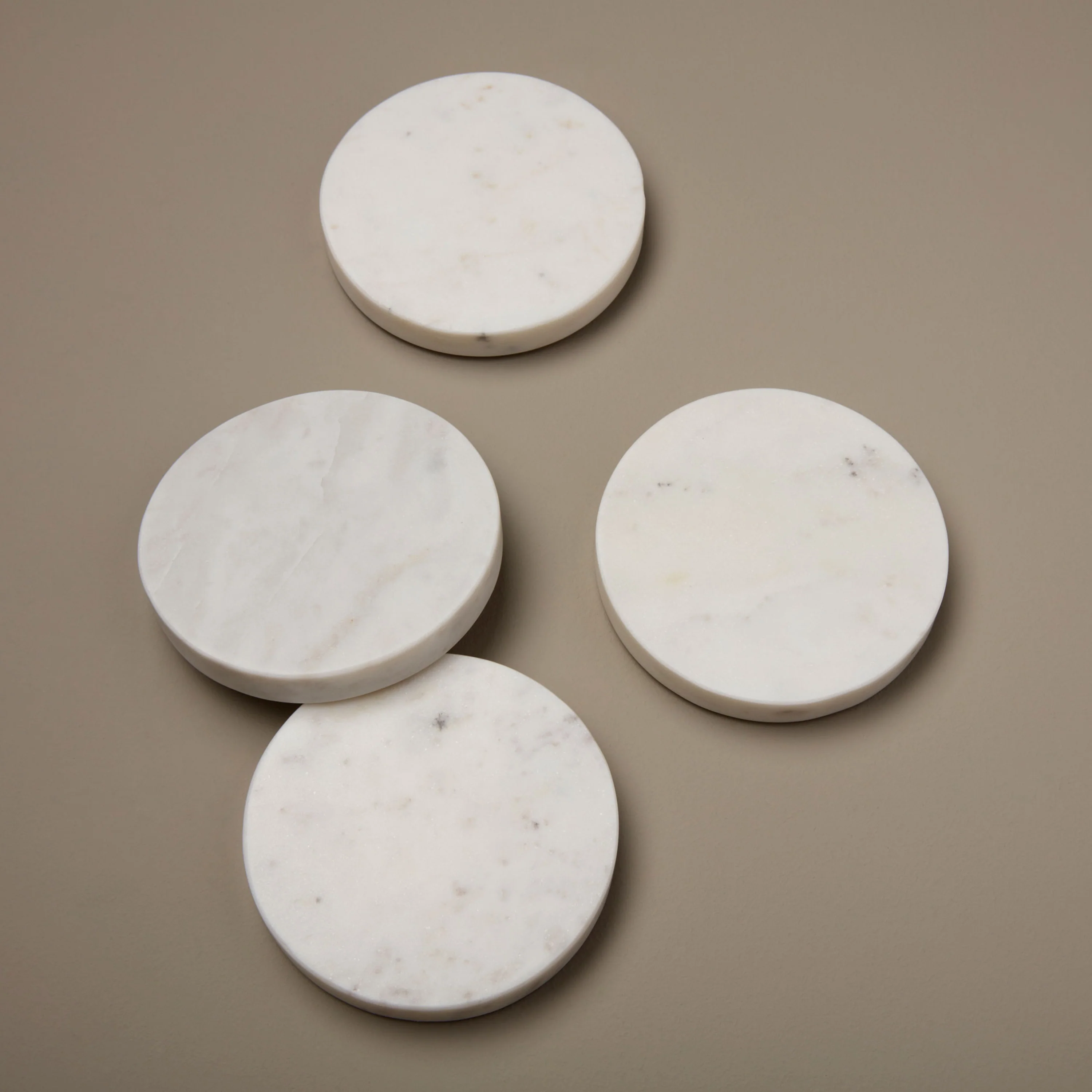 White Marble Round Coasters, Set of 4 - Image 2