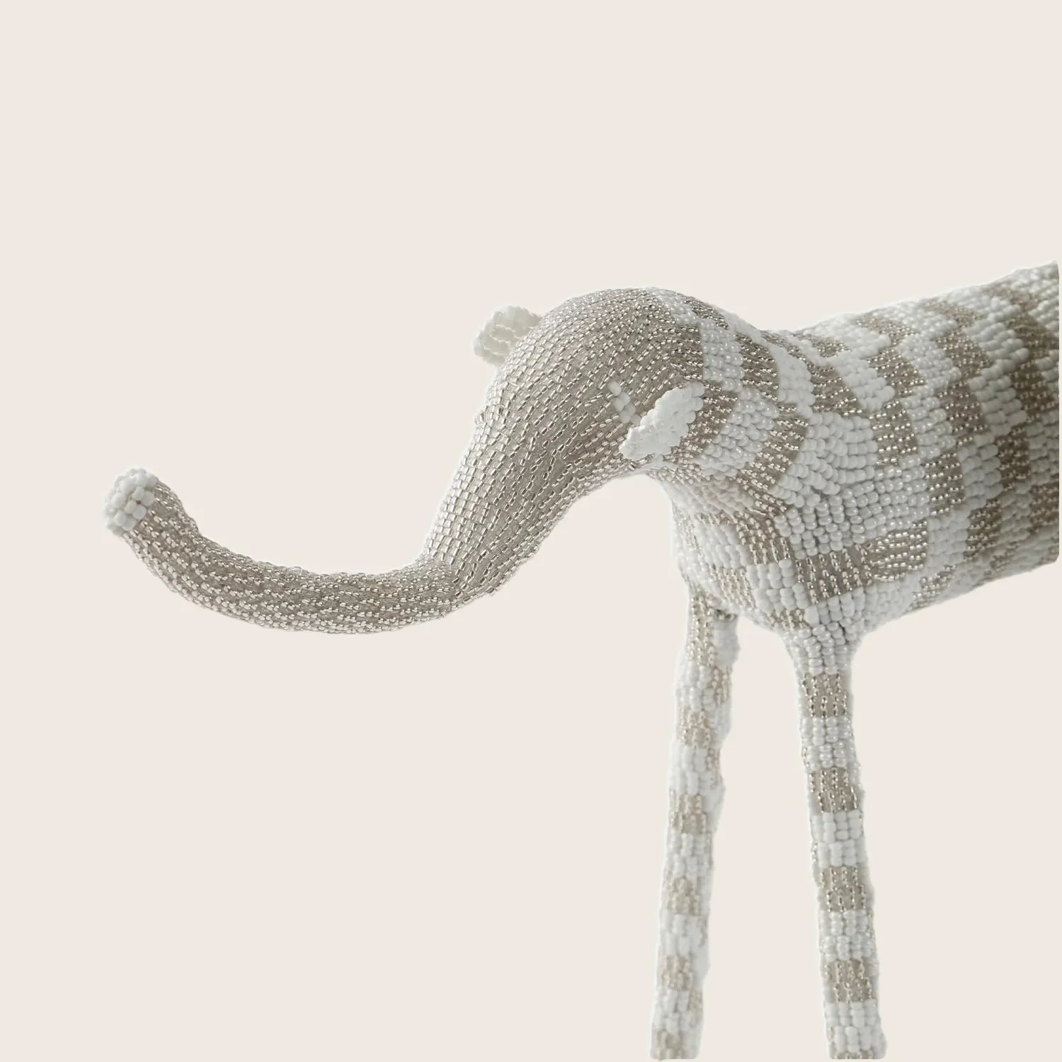 White & Silver Beaded Elephant - Image 3