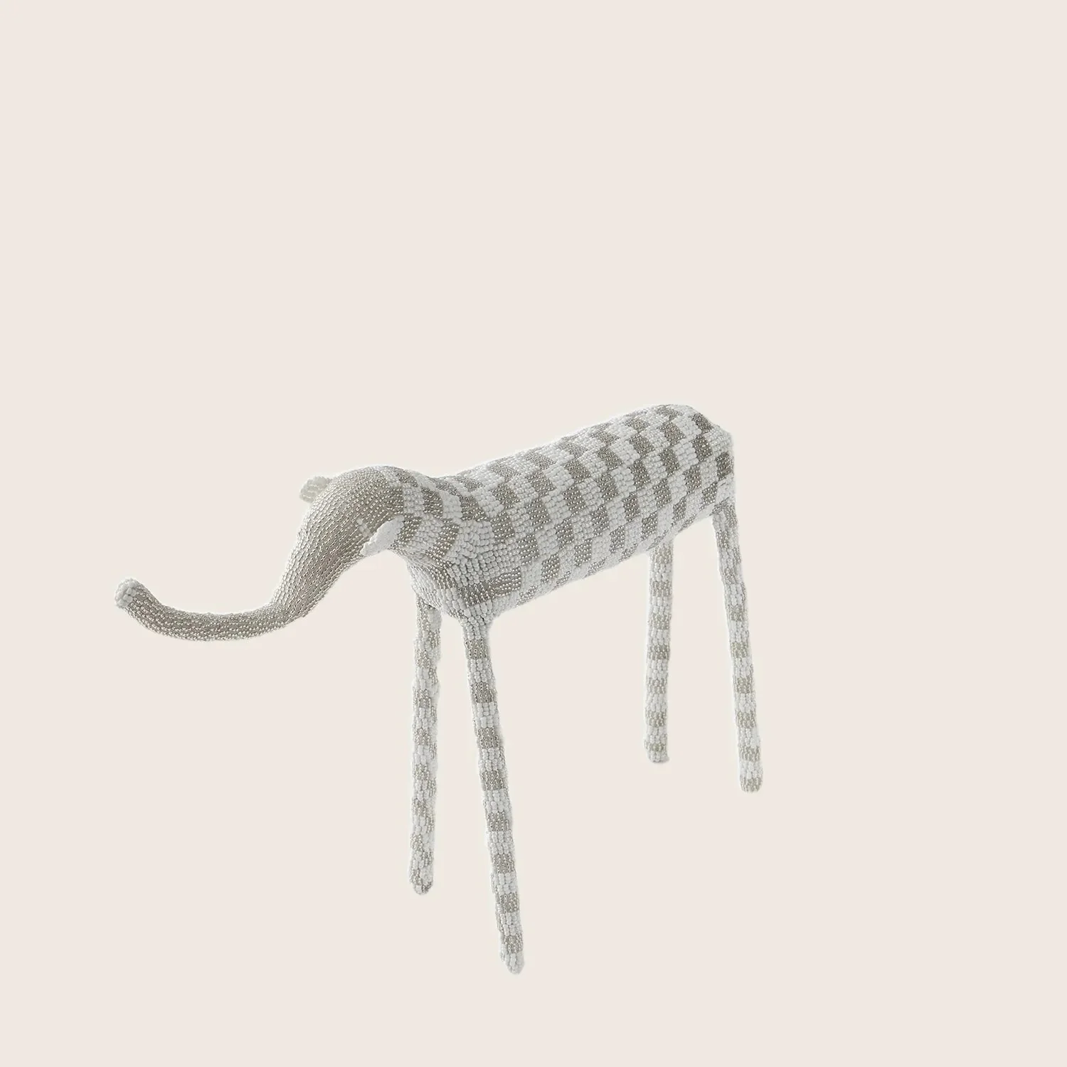 White & Silver Beaded Elephant - Image 4