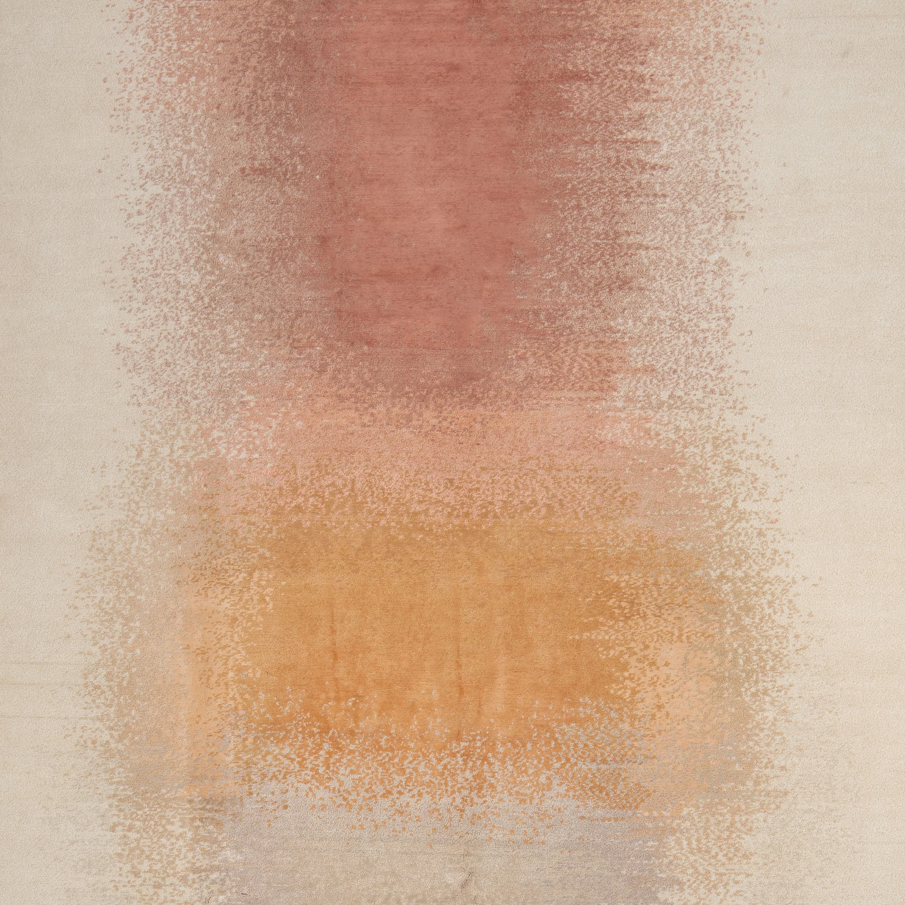 Multicolored Contemporary Wool Silk Blend Rug - 6' x 9' - Image 3